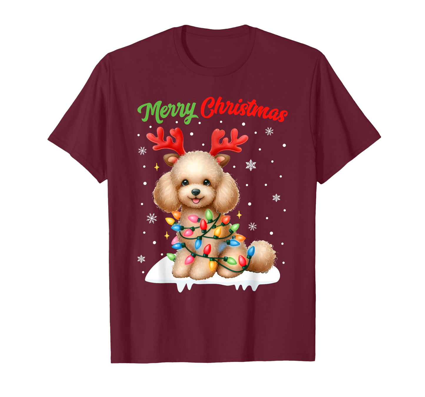 Christmas Pajamas Men Women Kids Christmas Poodle Dog T-Shirt