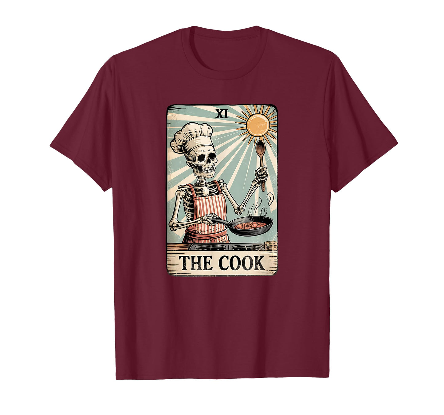Skeleton Chef Tarot Card Cooking Humor Goth Art T-Shirt