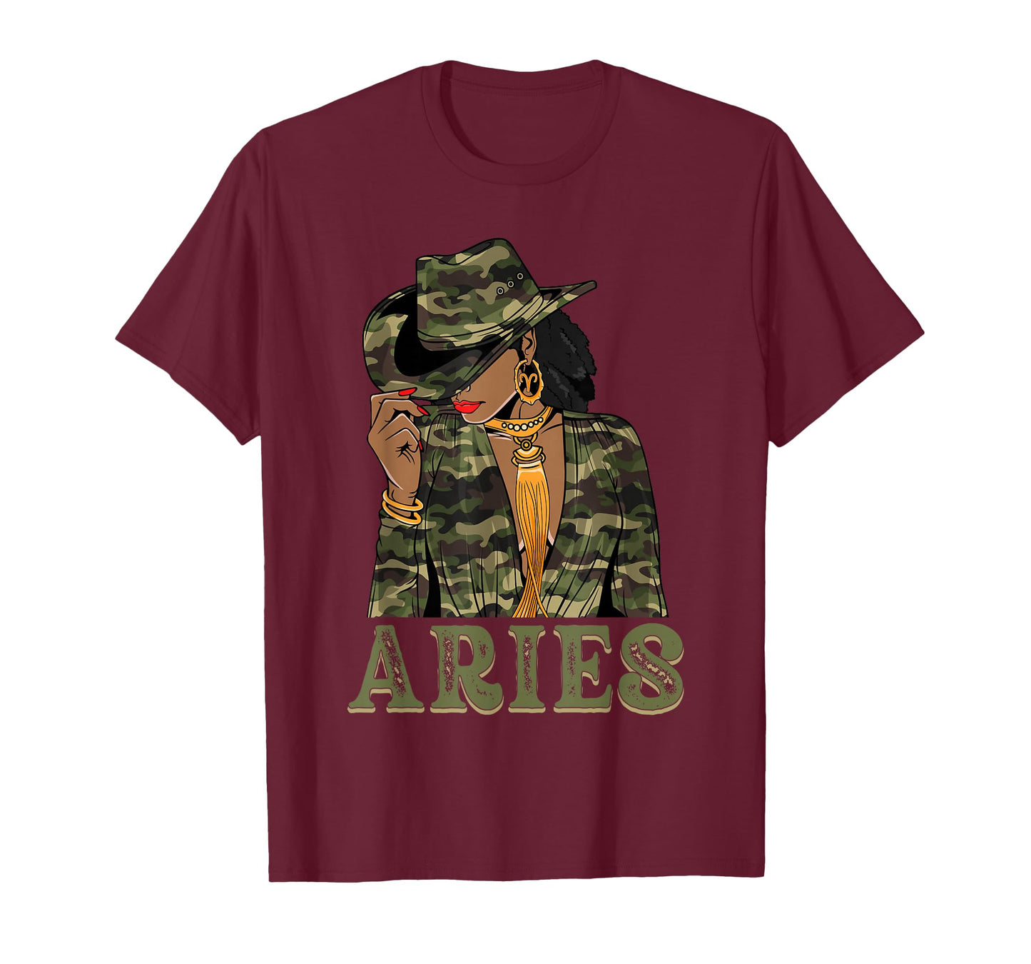 Aries Western Black Cowgirl Camo Camoflauge Zodiac T-Shirt