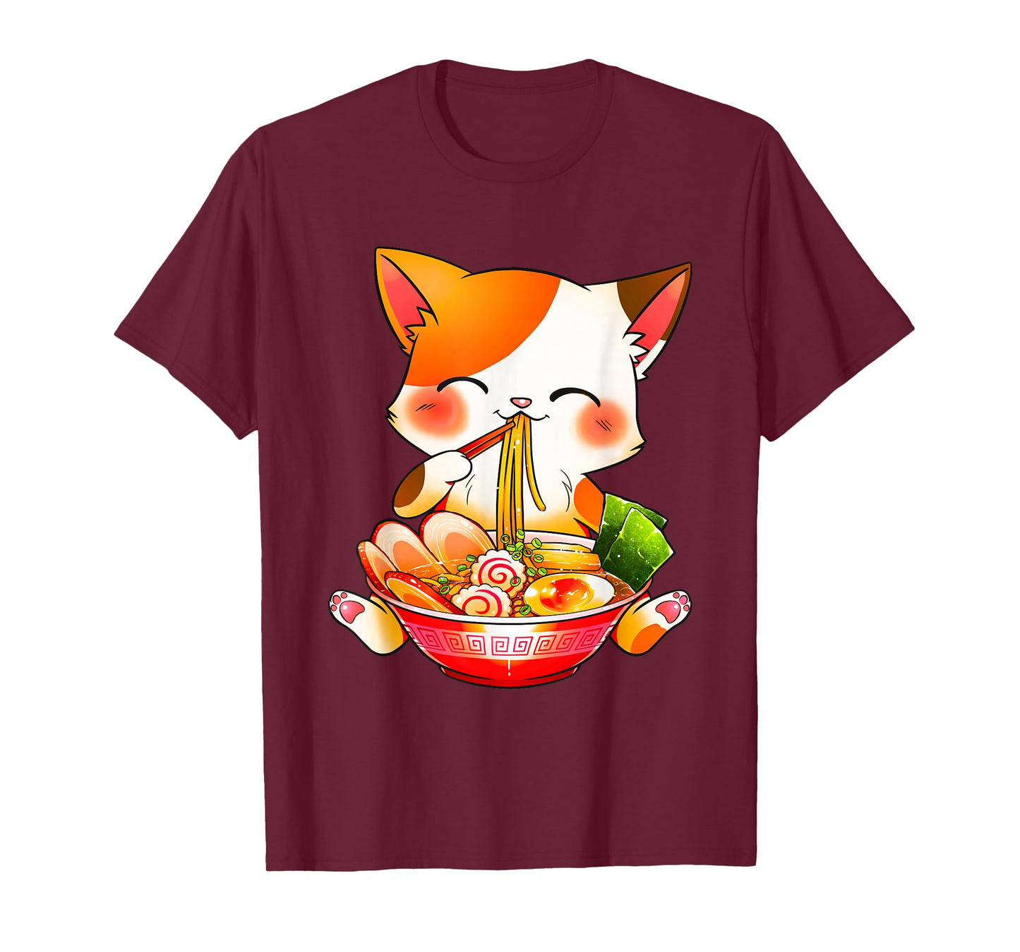 Ramen Cat Neko Anime Kawaii Japanese Merch Gifts Women Girls T-Shirt Small