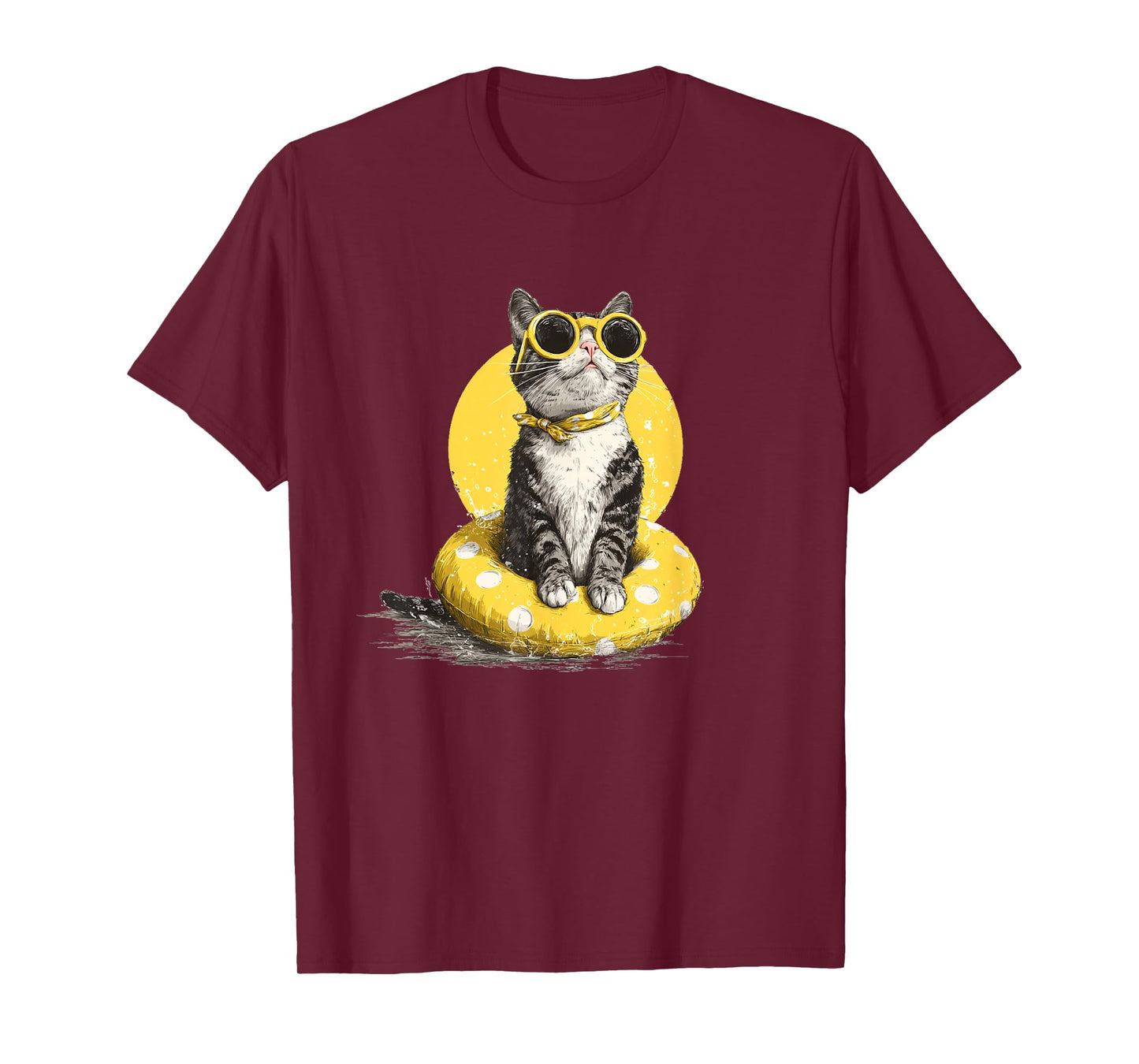 Sunglasses Kitty in Pool Ring for Holiday Season T-Shirt
