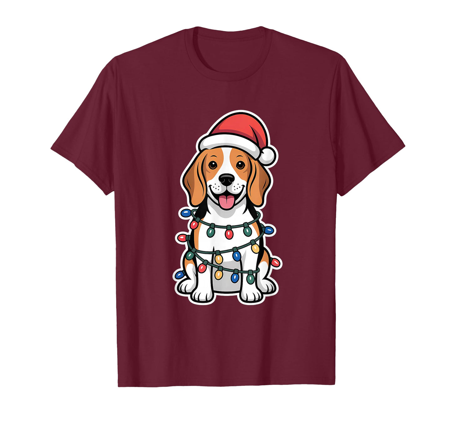 Beagle Wrapped in Christmas Lights T-Shirt