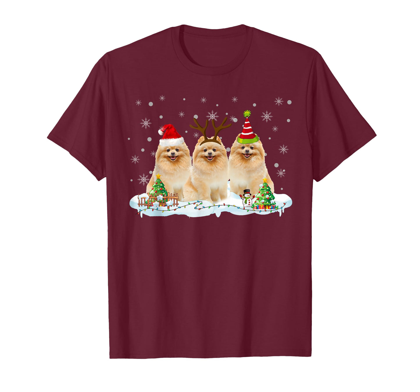 Funny Christmas Pomeranian Santa Reindeer Pomeranian Lover T-Shirt