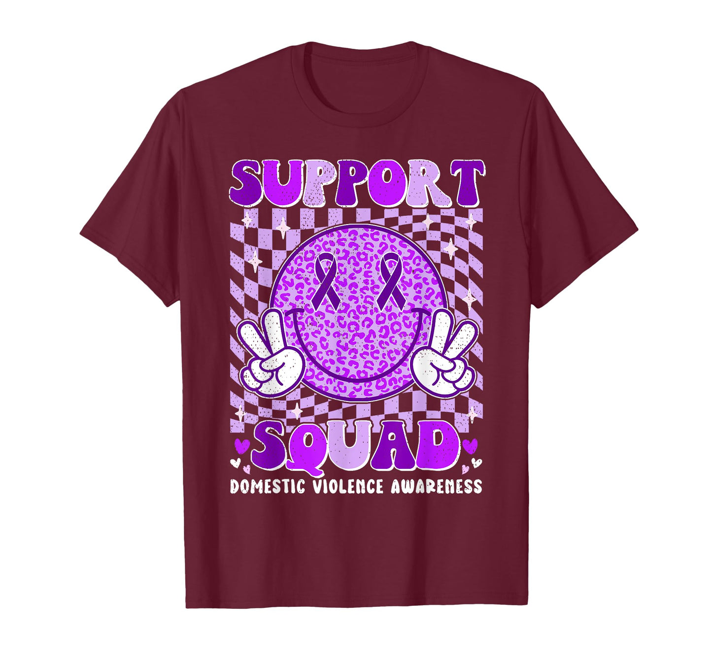 Groovy Domestic Violence Awareness Men Women Support Squad T-Shirt
