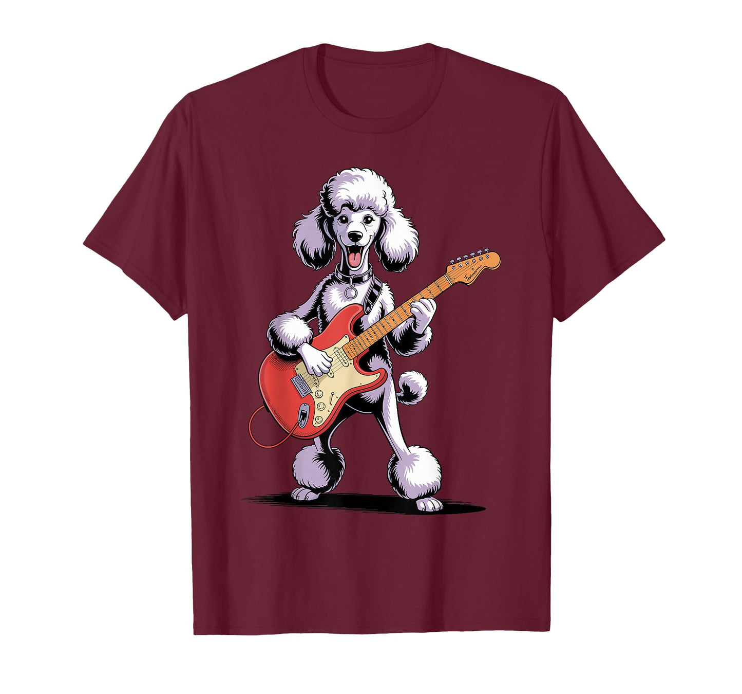 Funny Poodle Dog Playing Guitar Cool Dog Music Rock Lover T-Shirt