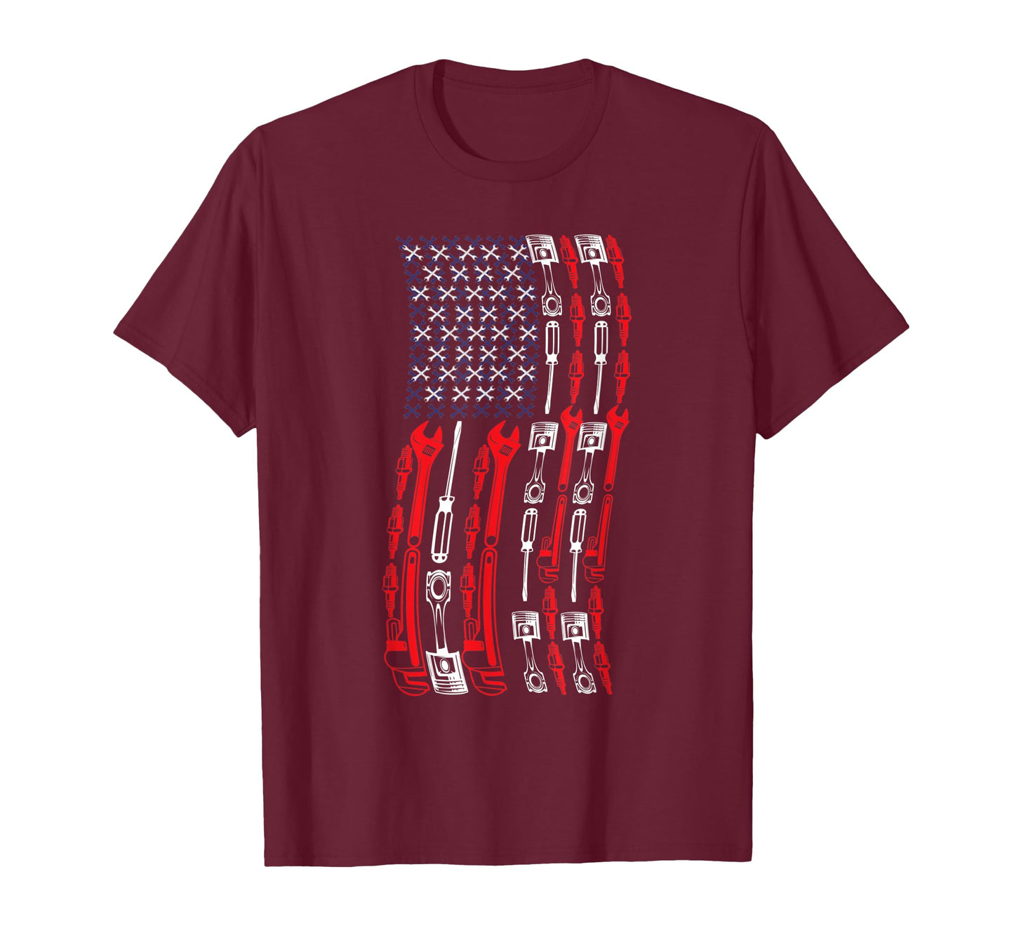 Mechanic USA Flag Patriotic Tshirt Women Men T-Shirt