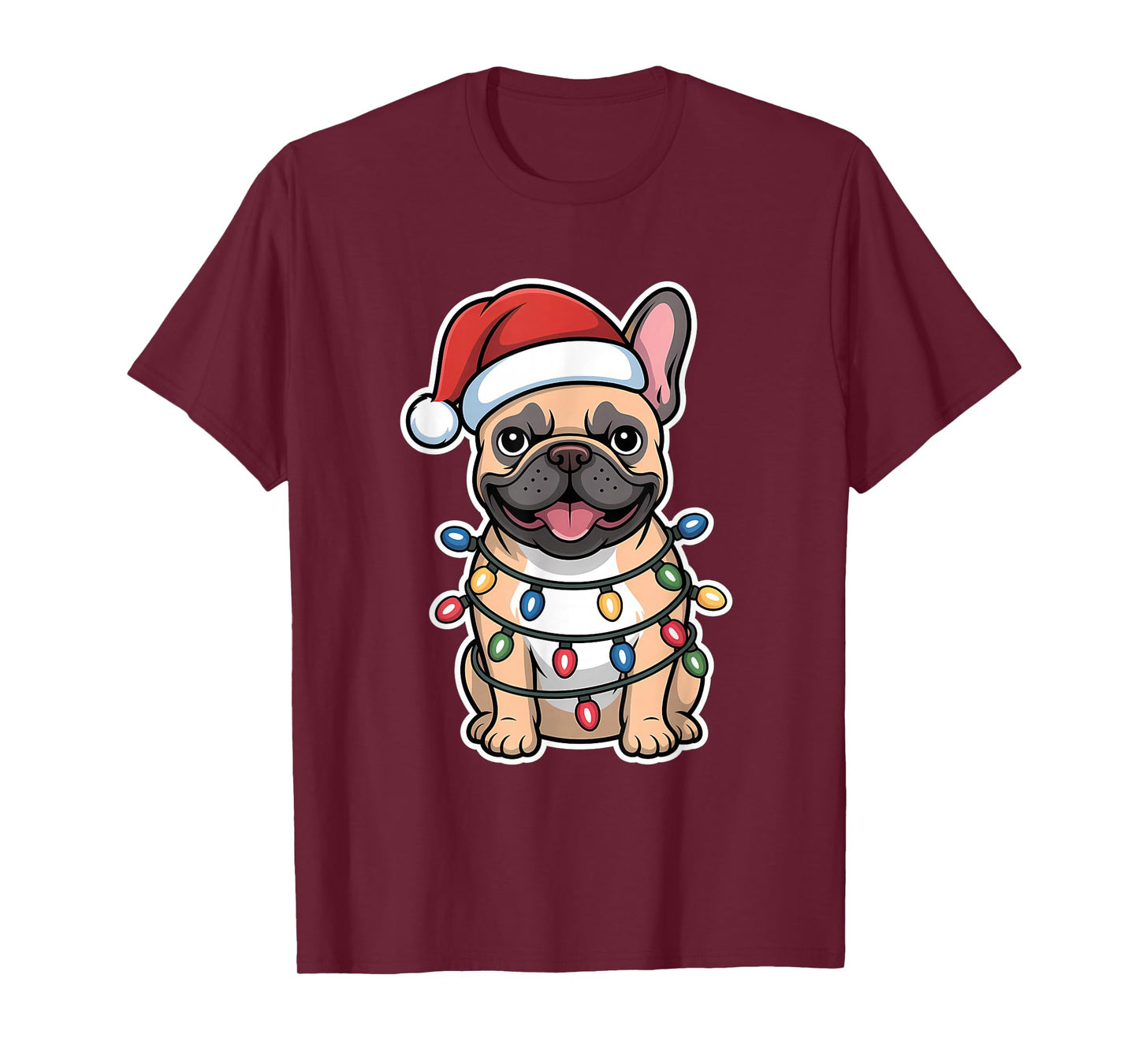 French Bulldog Wrapped in Christmas Lights T-Shirt