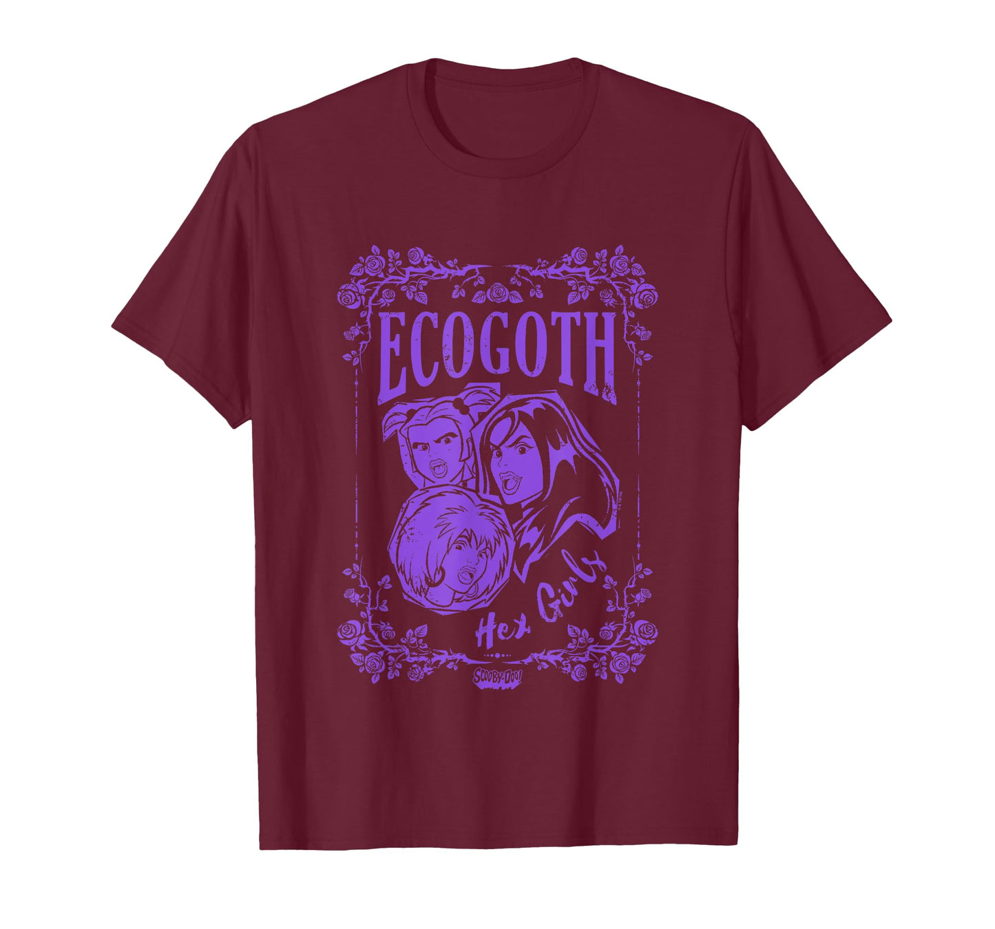 Scooby-Doo Hex Girls Ecogoth Distressed Floral Chest Logo T-Shirt