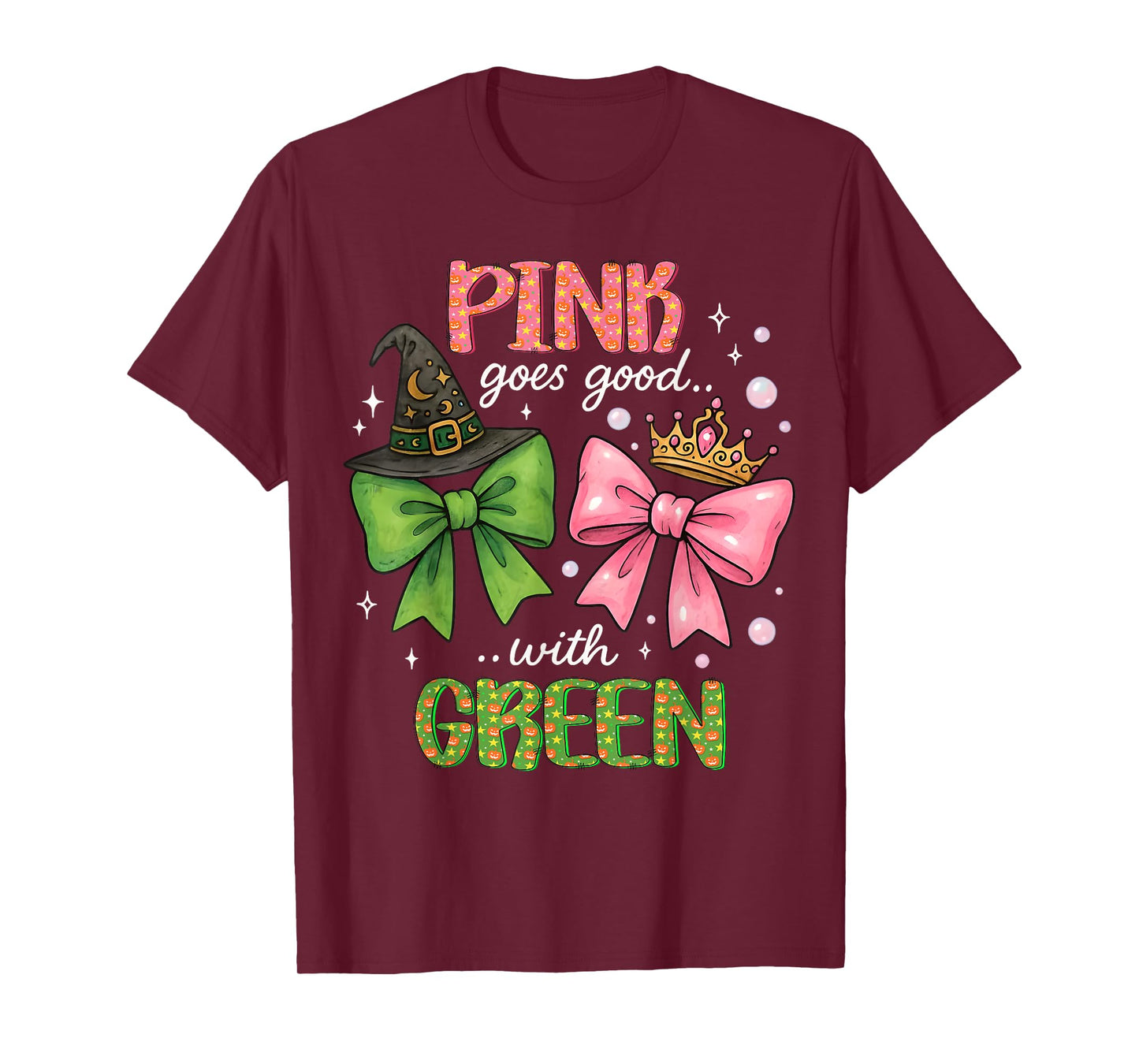 Pink Goes Good With Green Halloween Witch Pink& Green Wizard T-Shirt