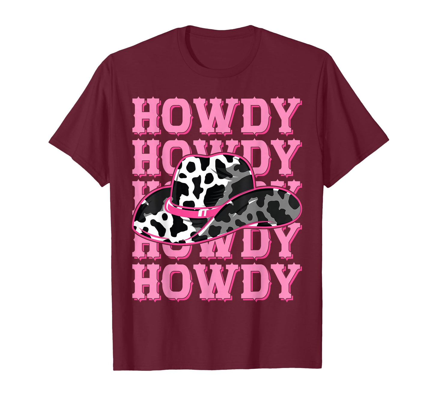 HOWDY - Country Southern Western Pink Texas Cow pattern T-Shirt