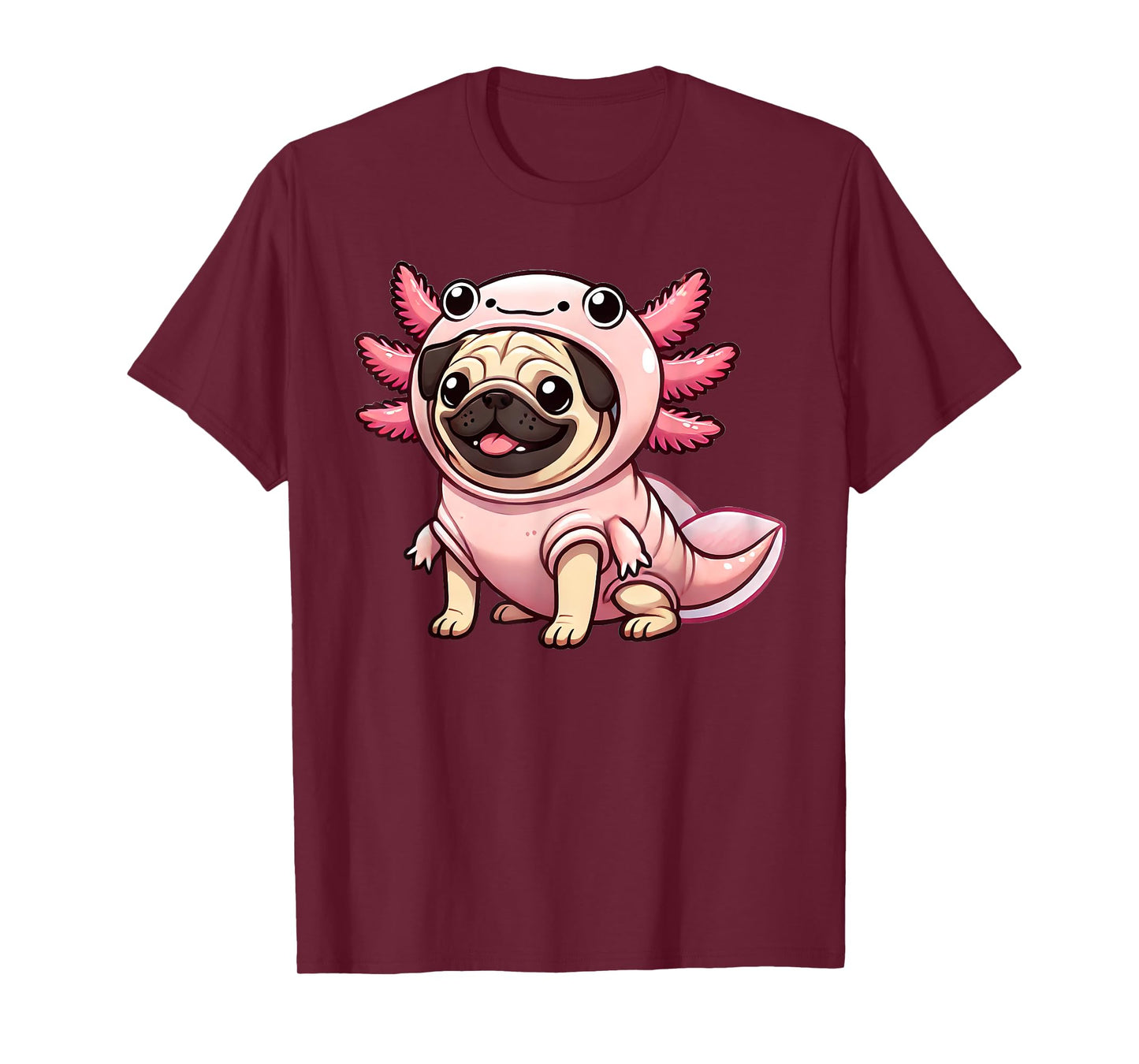 Kawaii Dog Pug Axolotl Costume T-Shirt for Men Women Kids