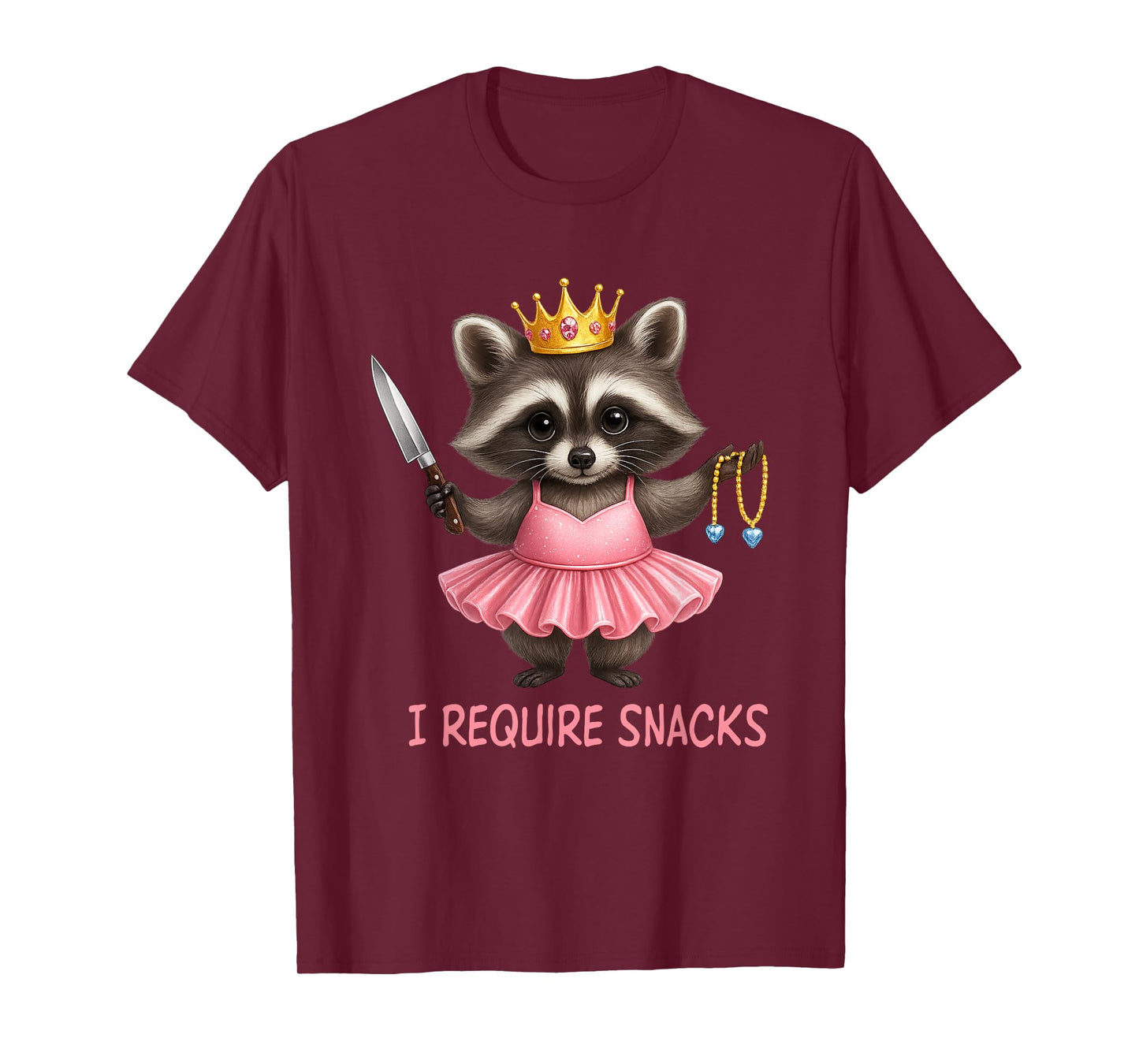 Funny Cute Racoon I Require Snacks T-Shirt