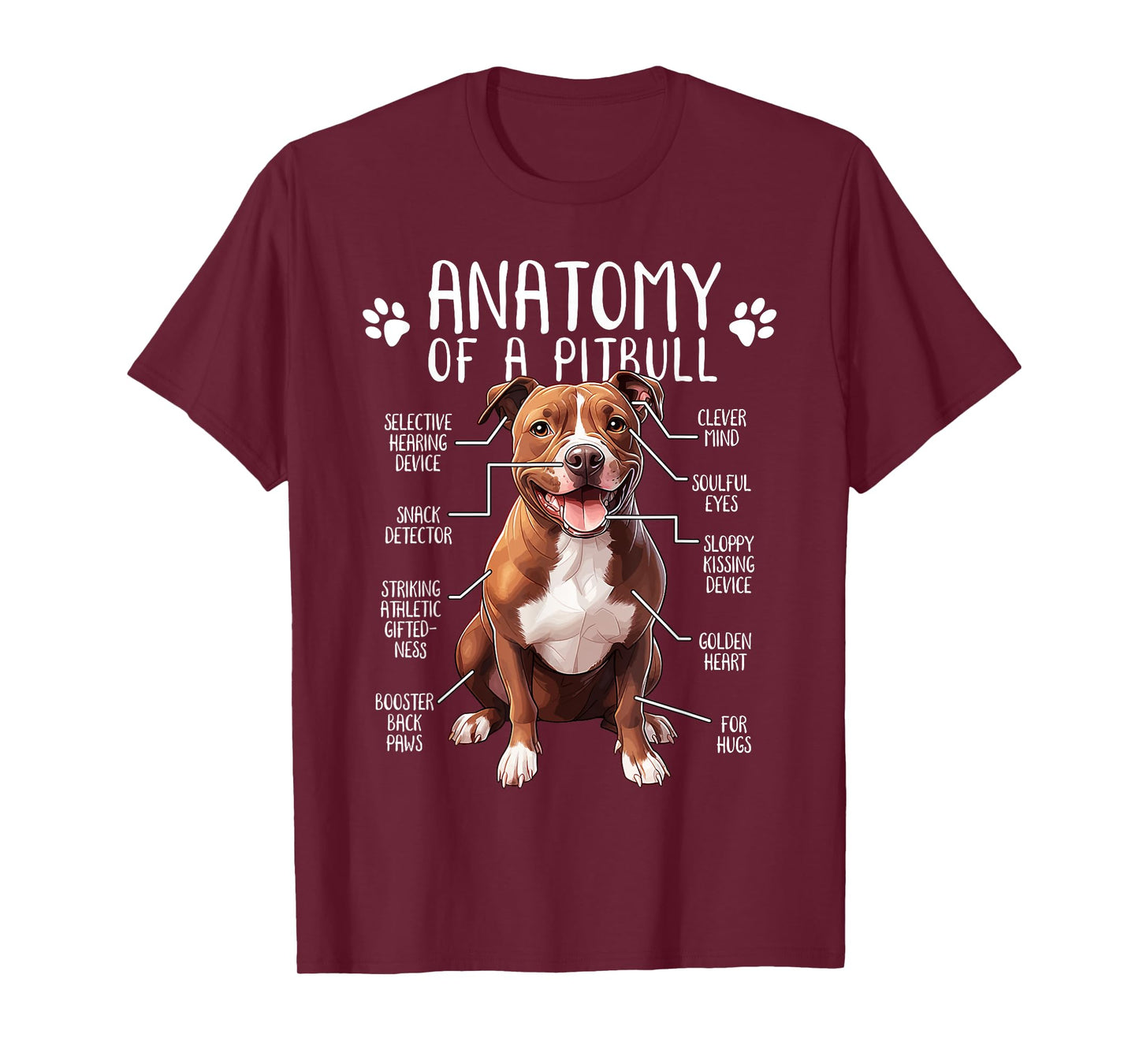 Funny Anatomy Pitbull Dog Cute Pittie Lover Pit Bull Owner Men Women Girls Kids T-Shirt