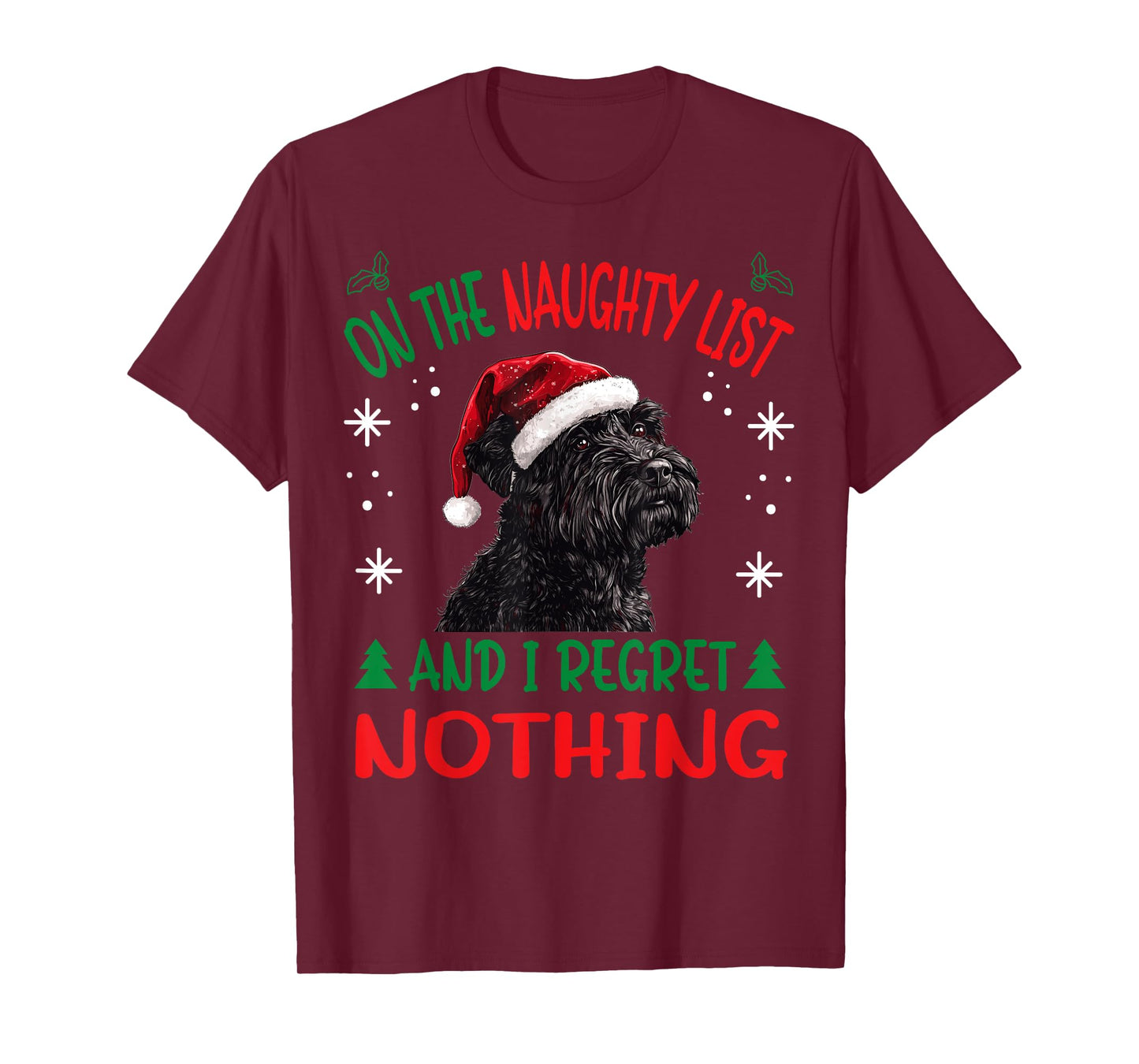 Cute Bouvier Des Flandres Dog Christmas On The Naughty List T-Shirt
