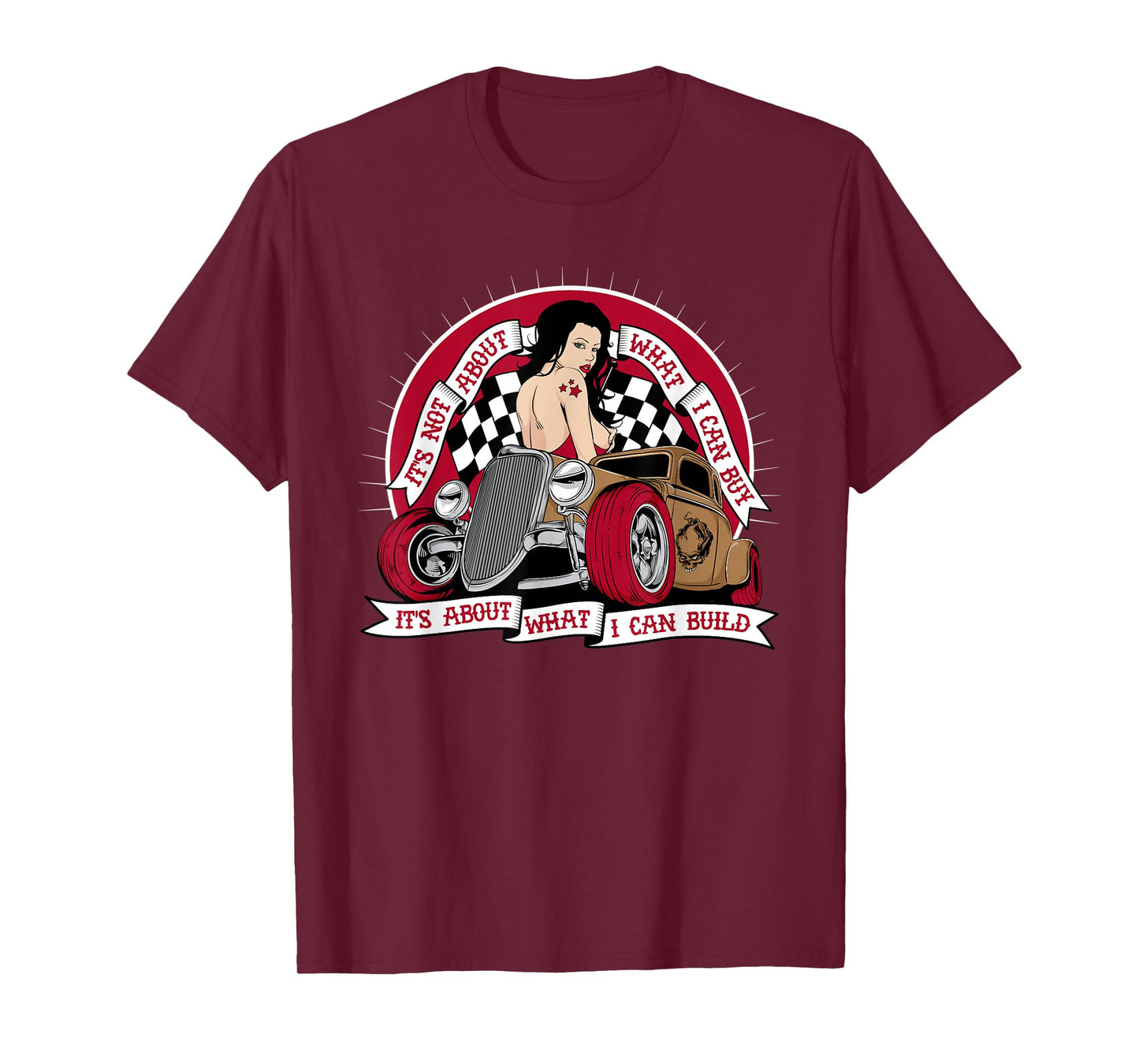 Hot Rod T Shirt Retro 50s Rockabilly Rock N Roll Pin up Girl T-Shirt