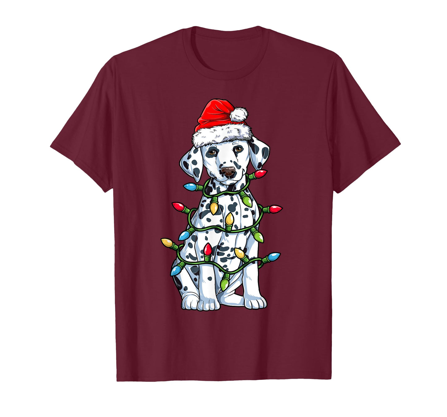 Dalmatian Santa Christmas Tree Lights Xmas Boys Dog Dogmas T-Shirt