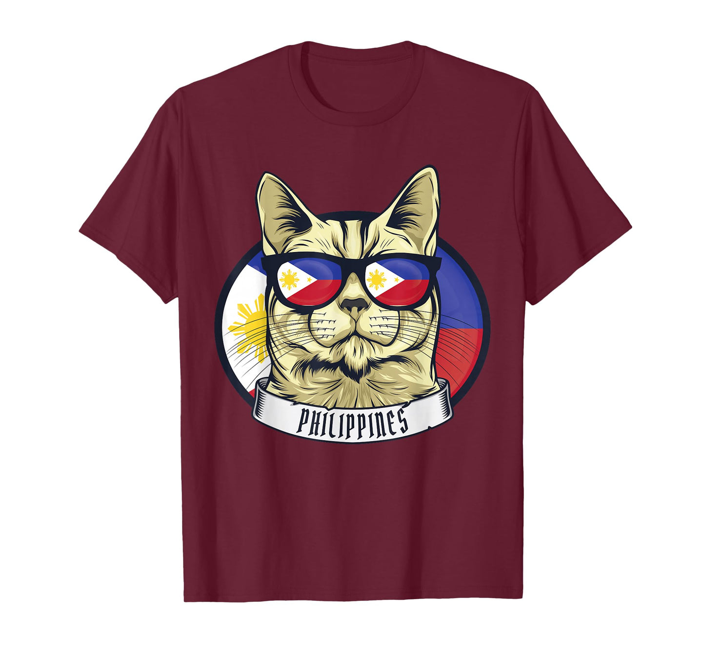Filipino Patriotic Cat From Philippines Flag Pride Country T-Shirt