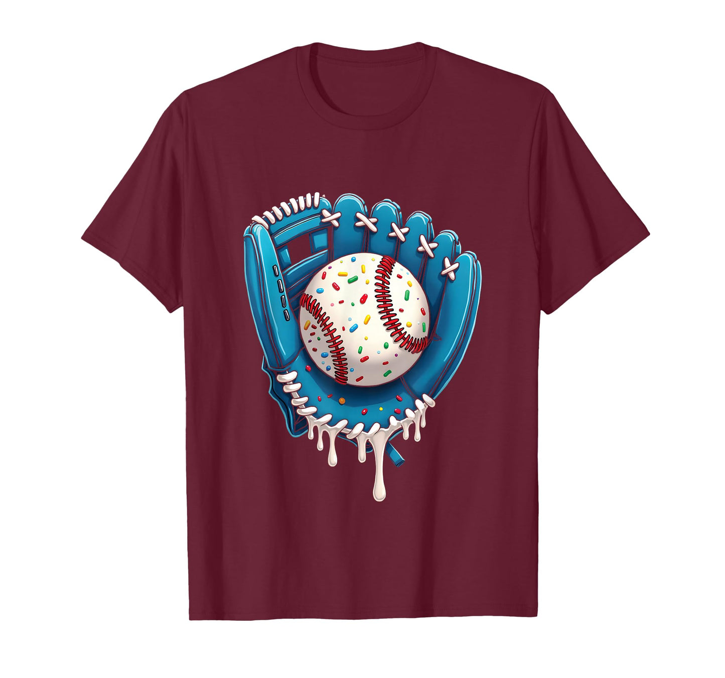 Baseball Drip Ice Cream Sprinkles Baseball Glove T-Shirt