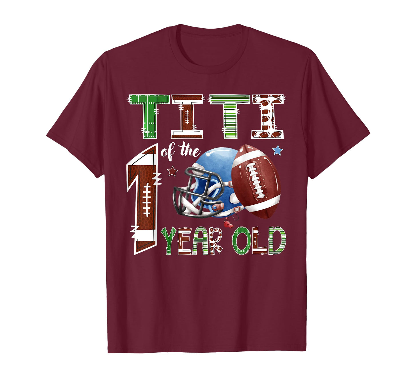 Titi Of The 1 Year Old Football 1St Year Down Birthday T-Shirt