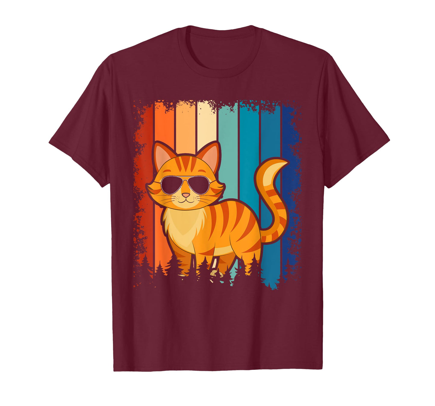 Vintage Style Orange Tabby Cat Friendly Wearing Sunglasses T-Shirt