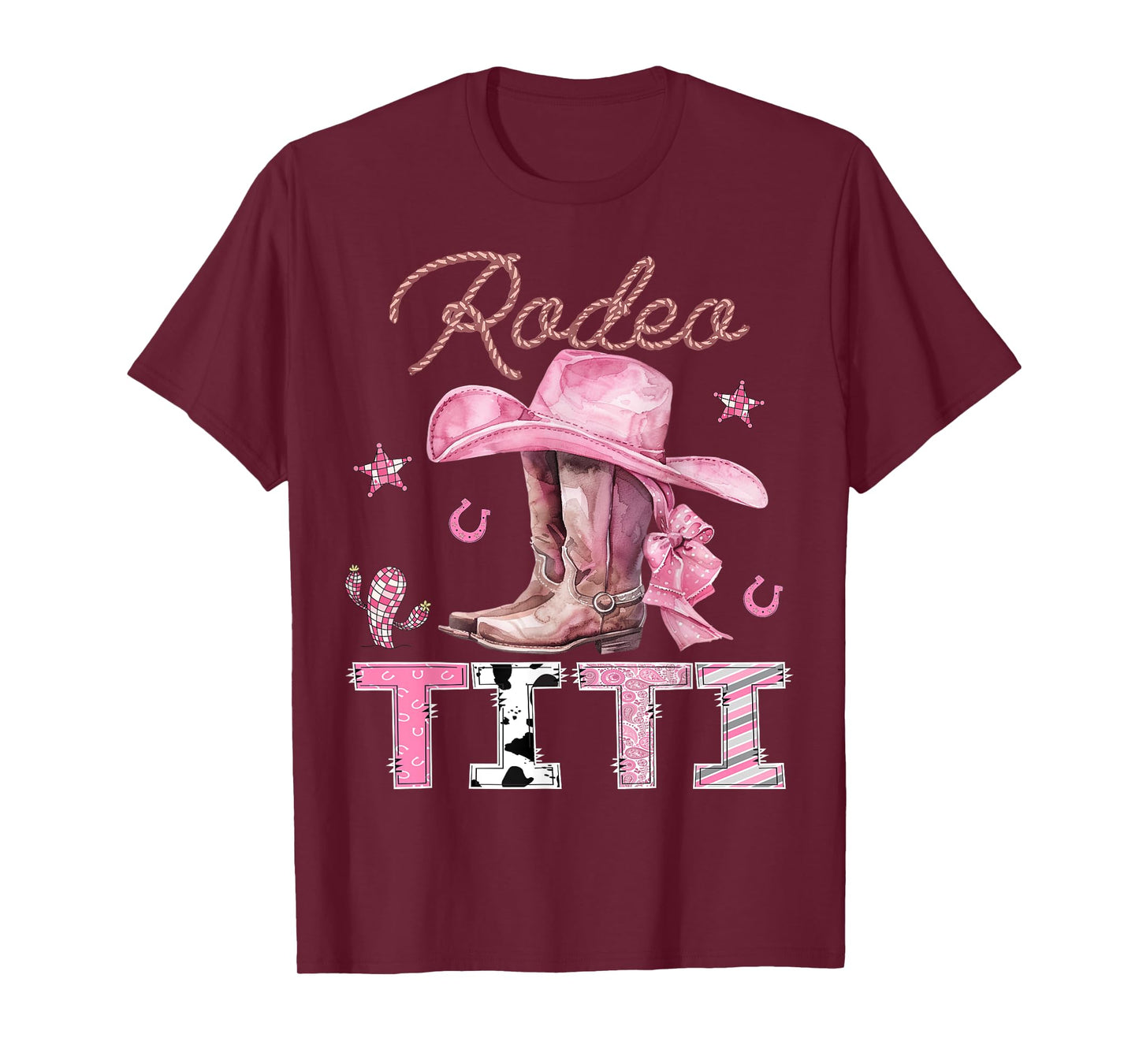 Rodeo Titi Pink Boots Coquette CowGirl Birthday Party T-Shirt