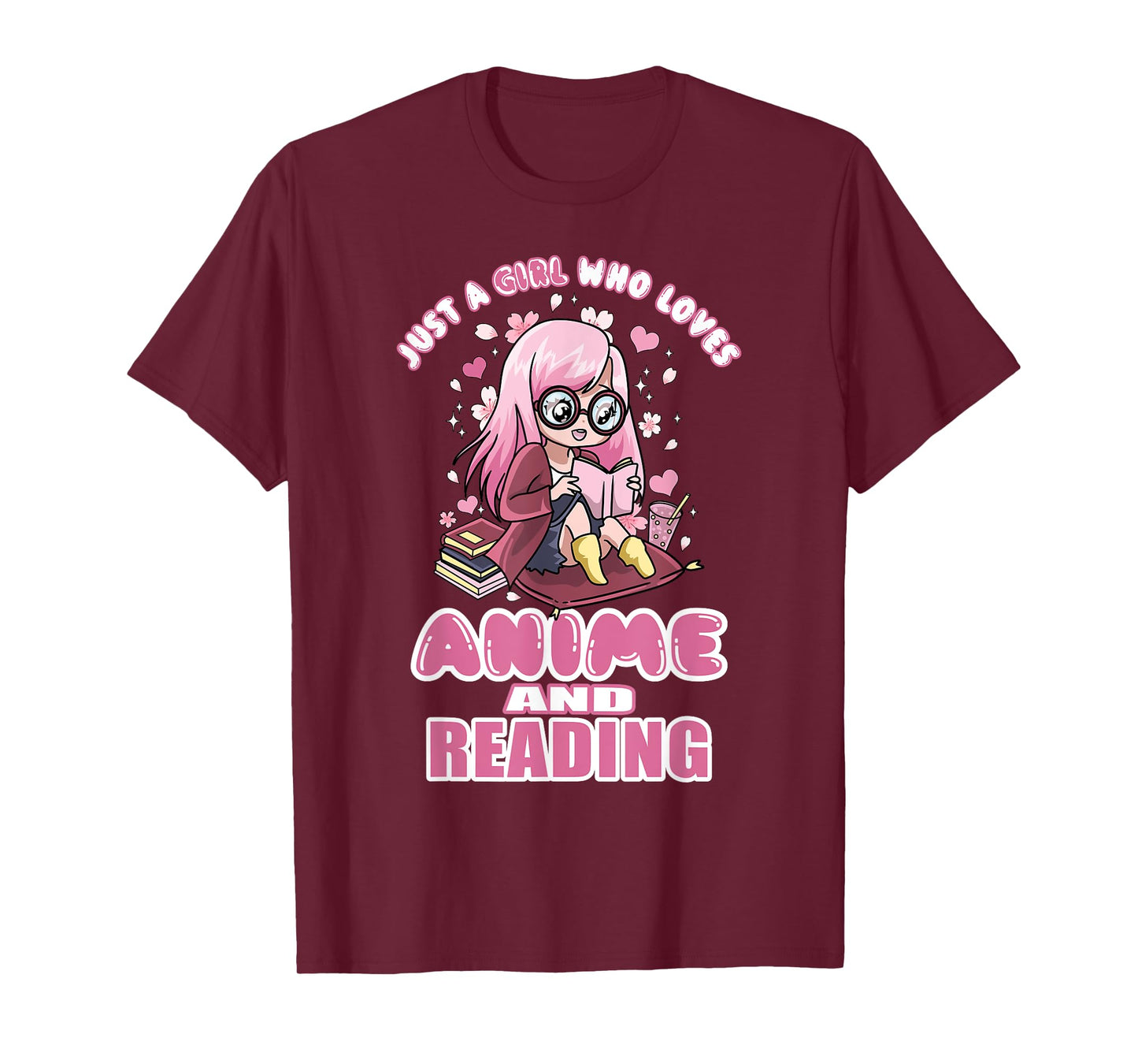 Just A Girl Who Loves Anime And Reading Books Manga Teens T-Shirt