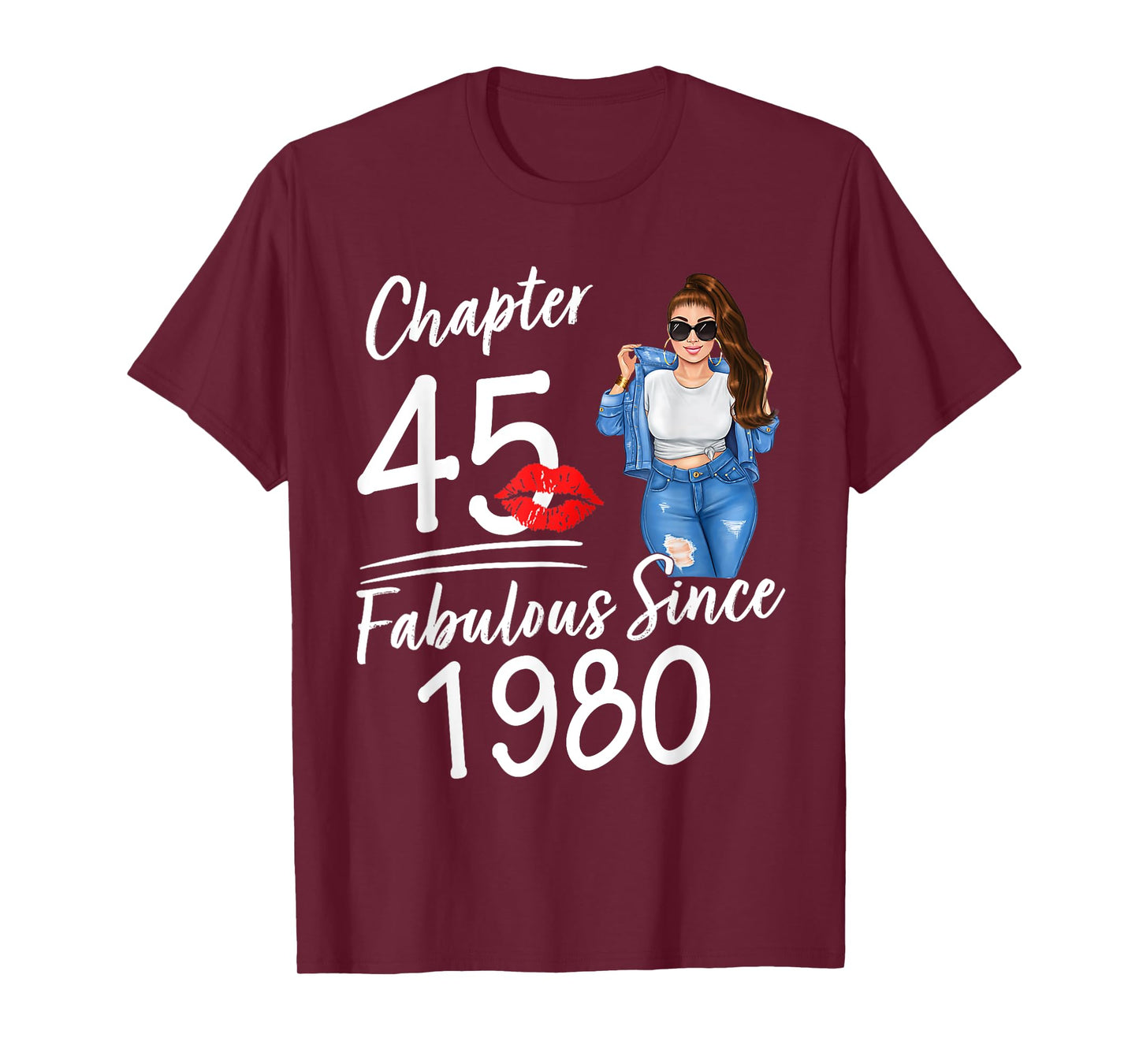 Chapter 45 Fabulous Since 1980 45th Birthday Women Melanin T-Shirt