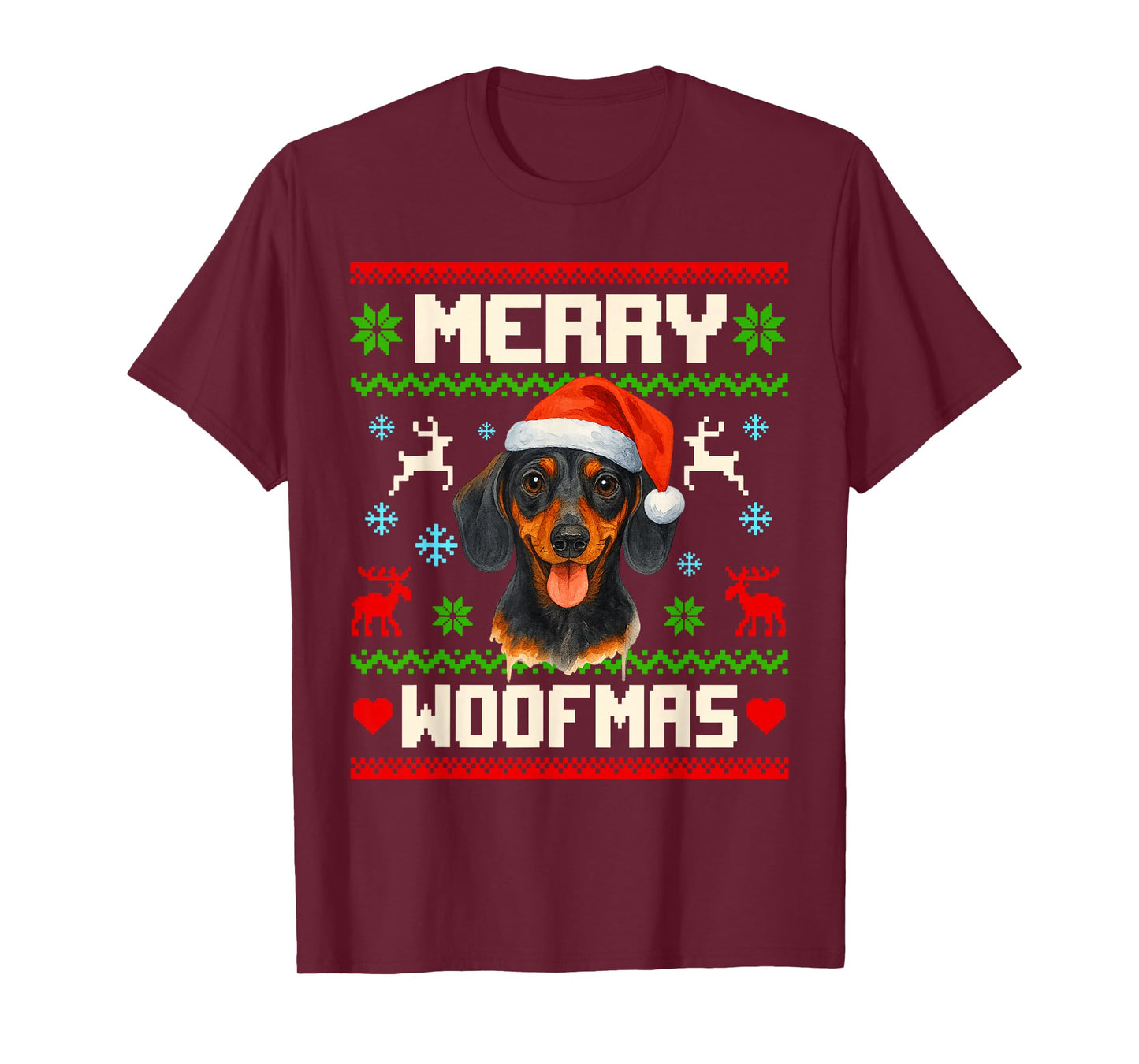 Dachshund Dog Christmas Ugly Sweater Pet Dog Lover Xmas T-Shirt