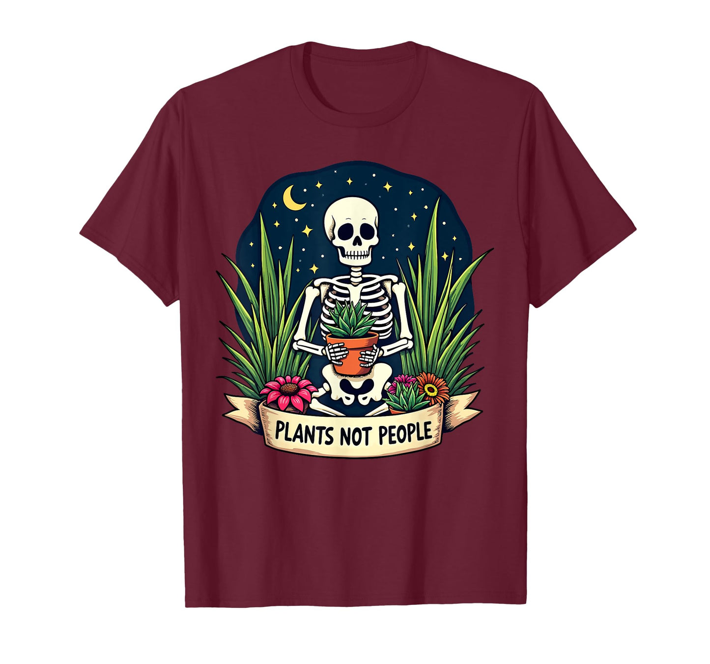 Plants Not People Plant Lover Skeleton Gardening Aesthetic T-Shirt