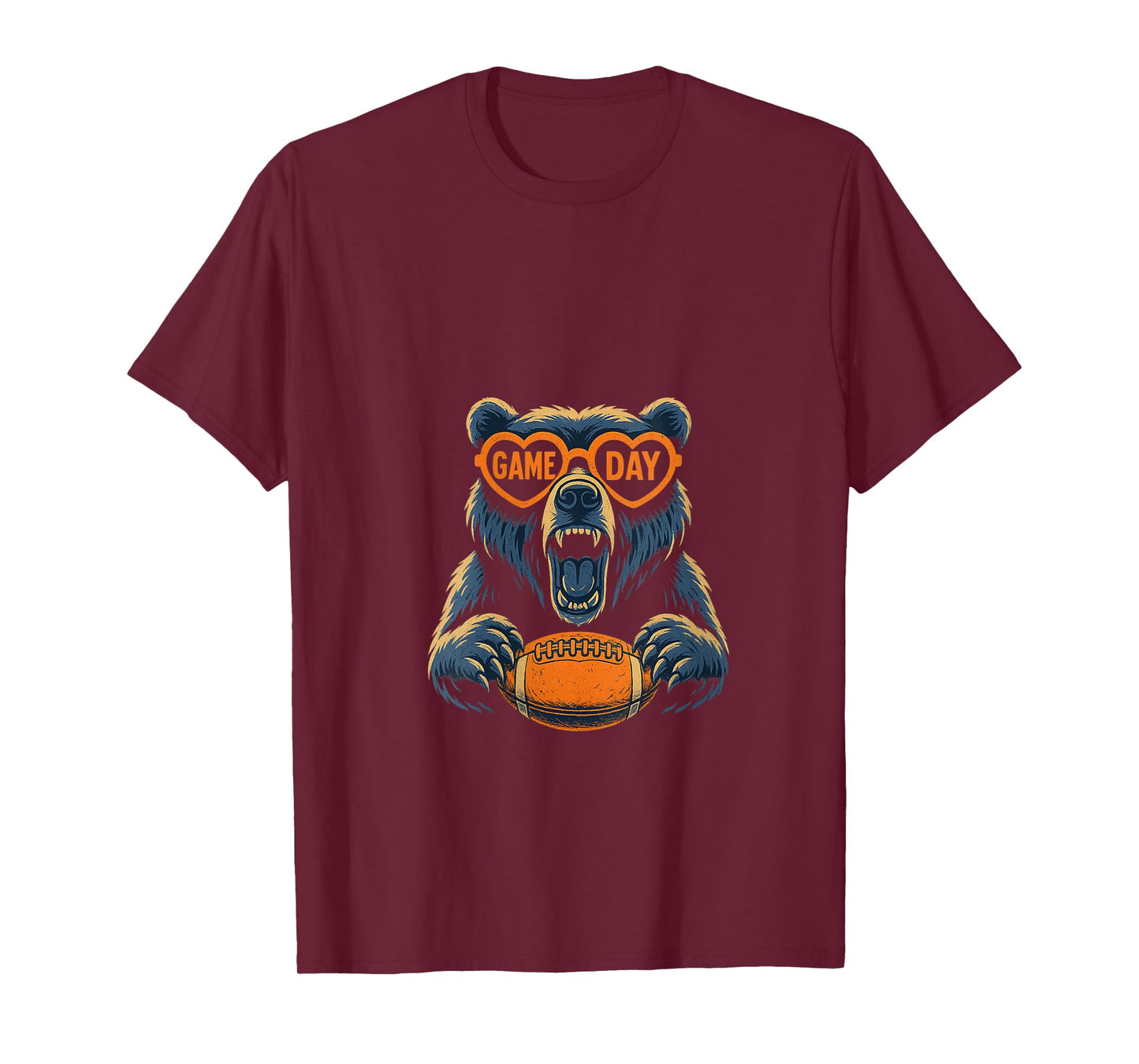 Womens Funny Football Bear Game Day Vintage Shirt Fans V-Neck T-Shirt