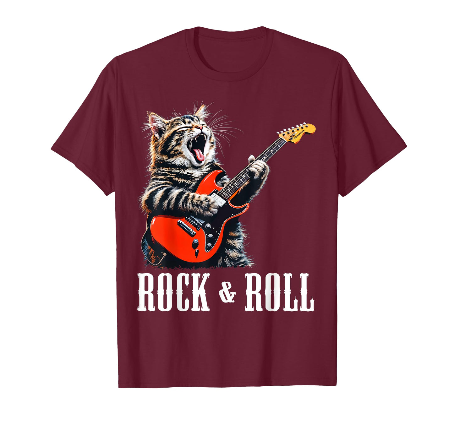 Rock & Roll Guitar Cat Vintage ROCK Guitarist Kitty Men Women Kids T-Shirt