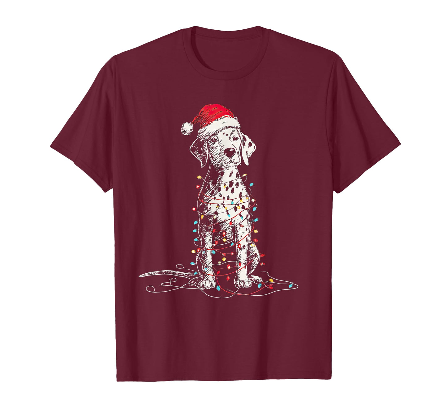 Funny Dalmatian Christmas Graphics Dog Lights Lover Owner T-Shirt