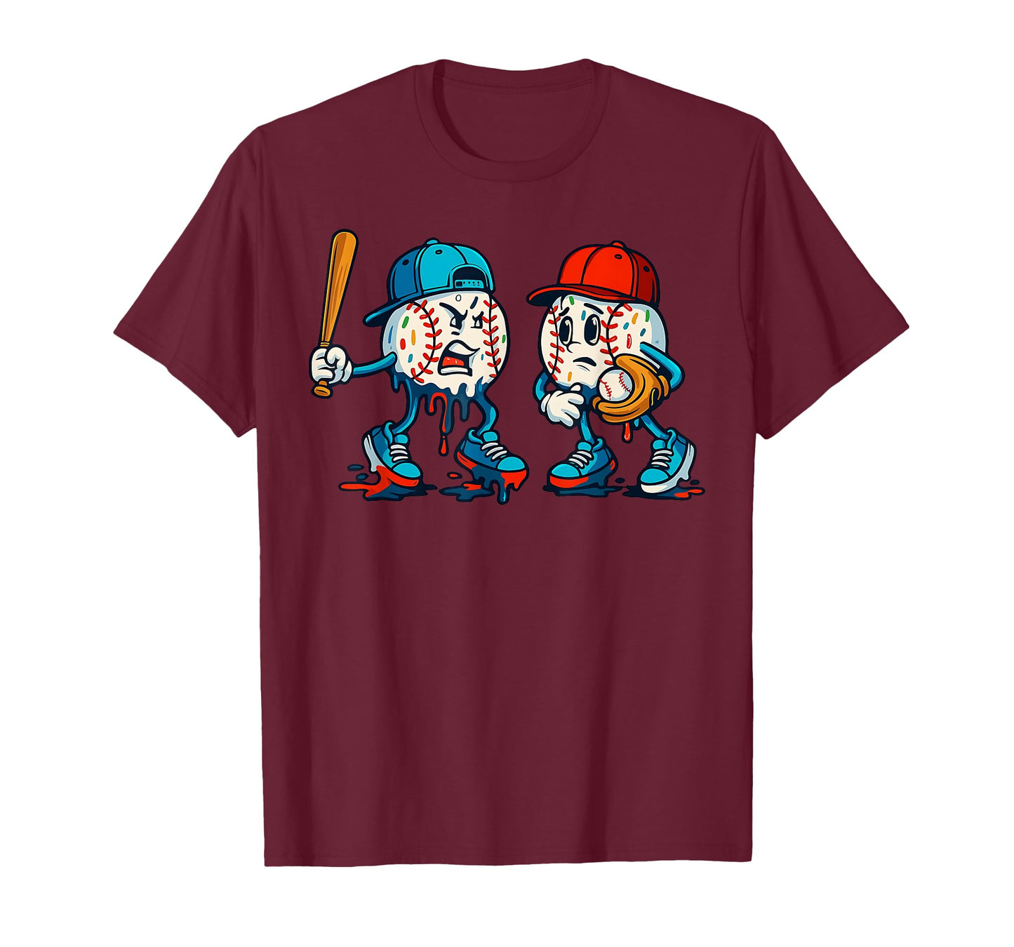 Ice Cream Drip Baseball Funny Argument Sports Boys Men Youth T-Shirt
