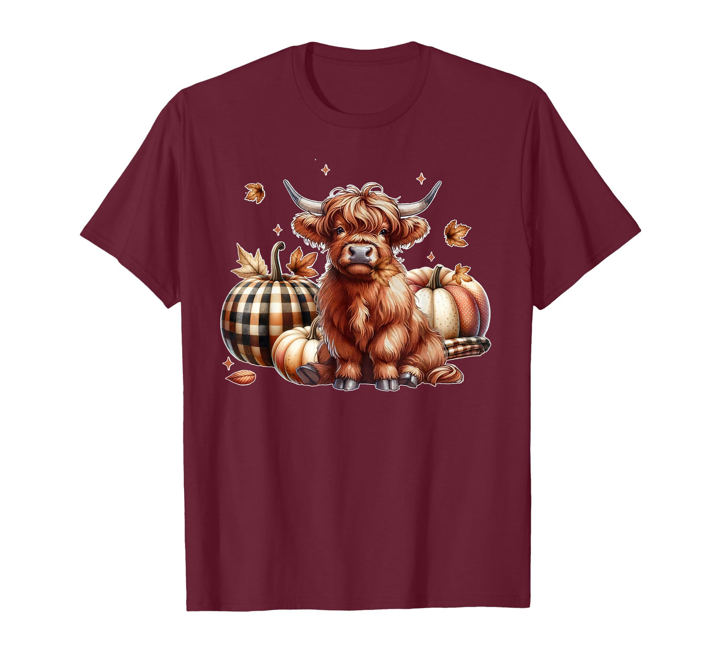 Howdy Fall Western Farm Country Highland Cow Autumn Pumpkin T-Shirt