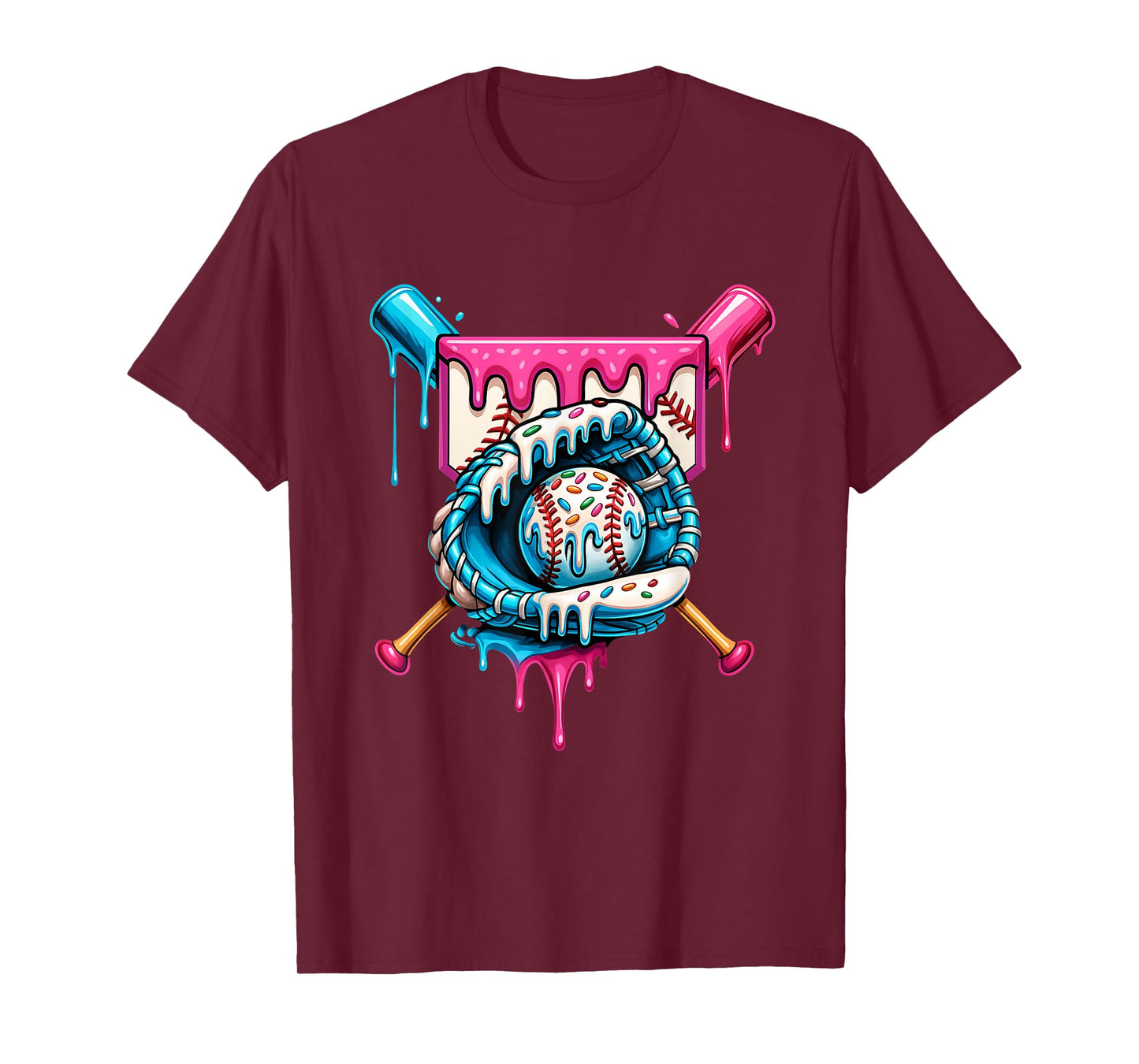Baseball Drip Ice Cream Sprinkles Baseball Glove Youth Boys T-Shirt