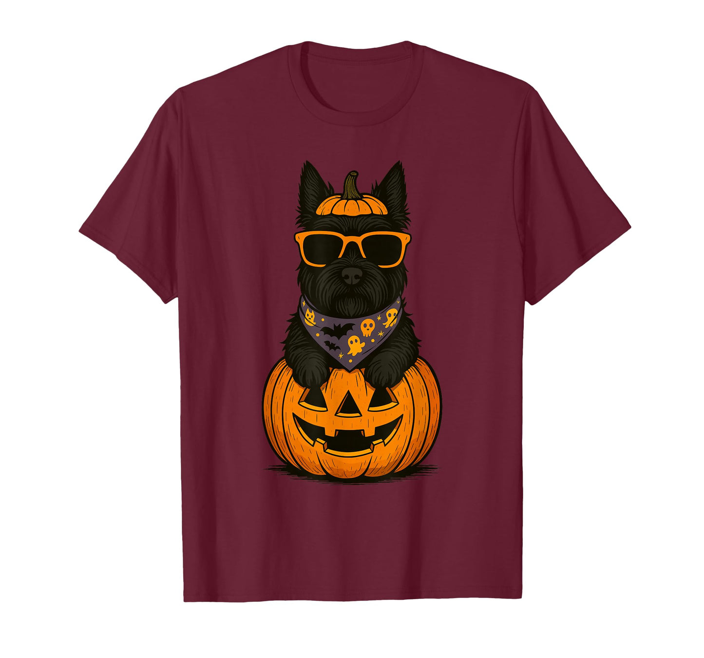 Spooky Scottish Terrier Pumpkin Halloween Scottie Dog Lover T-Shirt