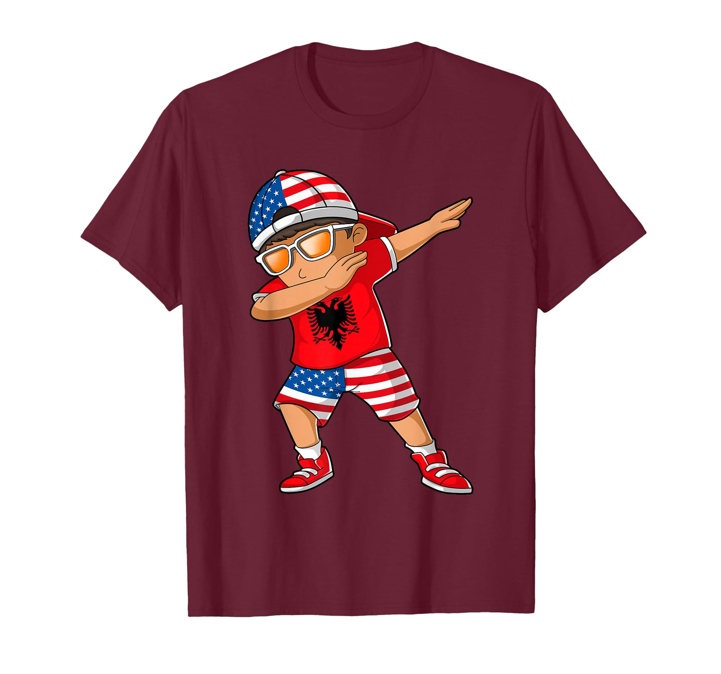 Half American Half Albanian Boy Kid Albania Flag Patriotic T-Shirt