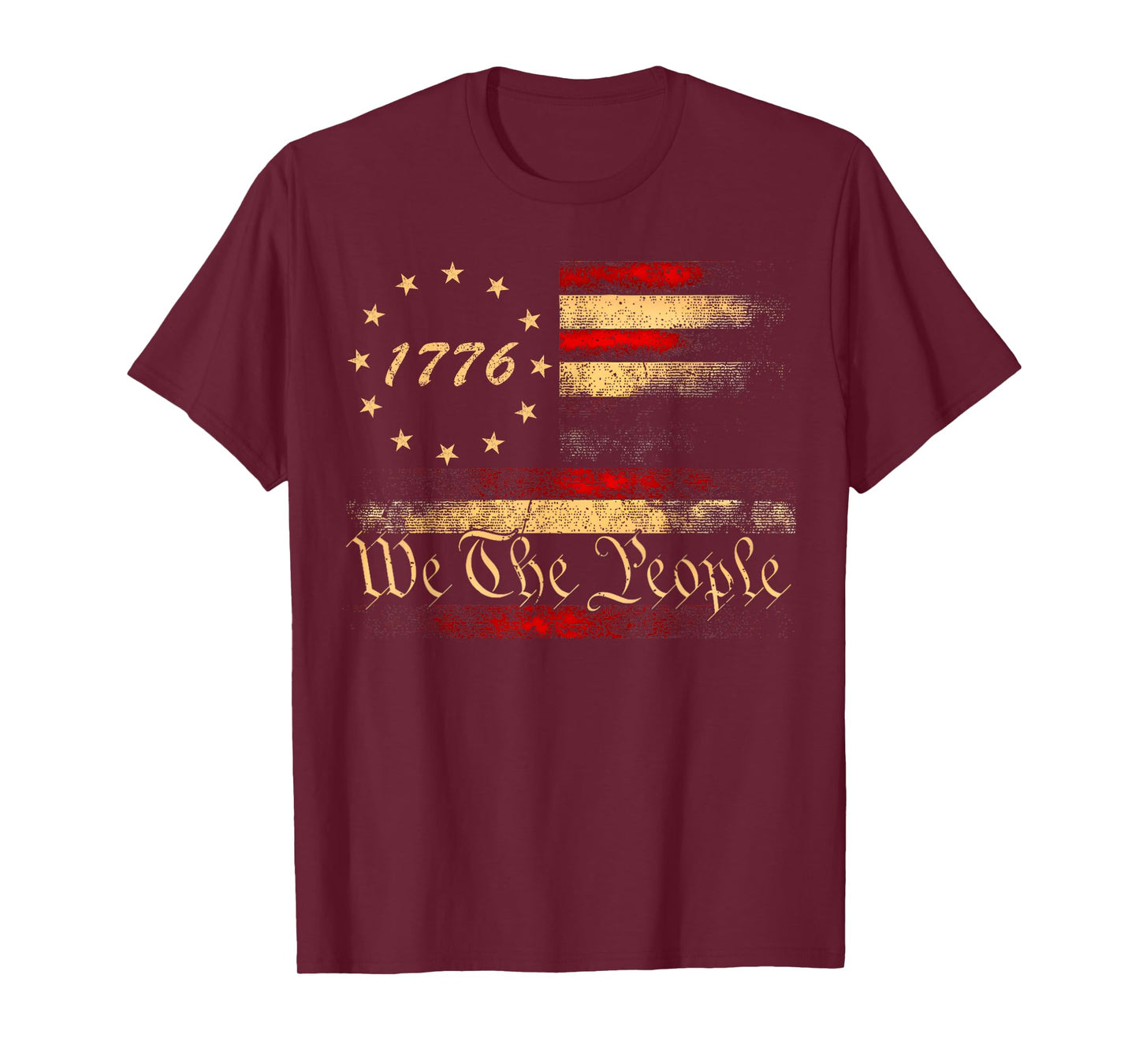 Vintage Old American Flag Patriotic 1776 We The People USA T-Shirt