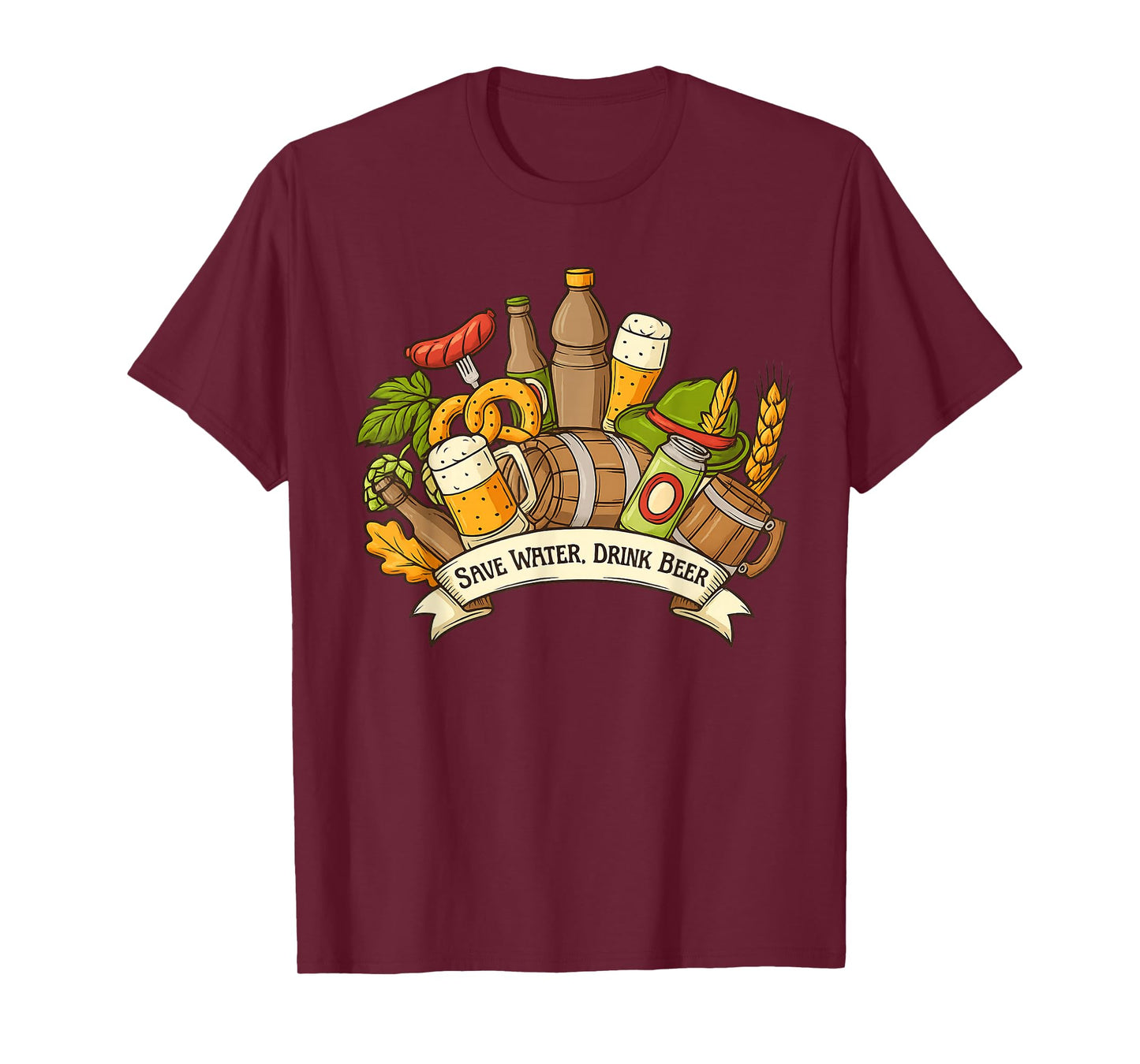 Funny Save Water Drink Beer German Octoberfest Graphic T-Shirt