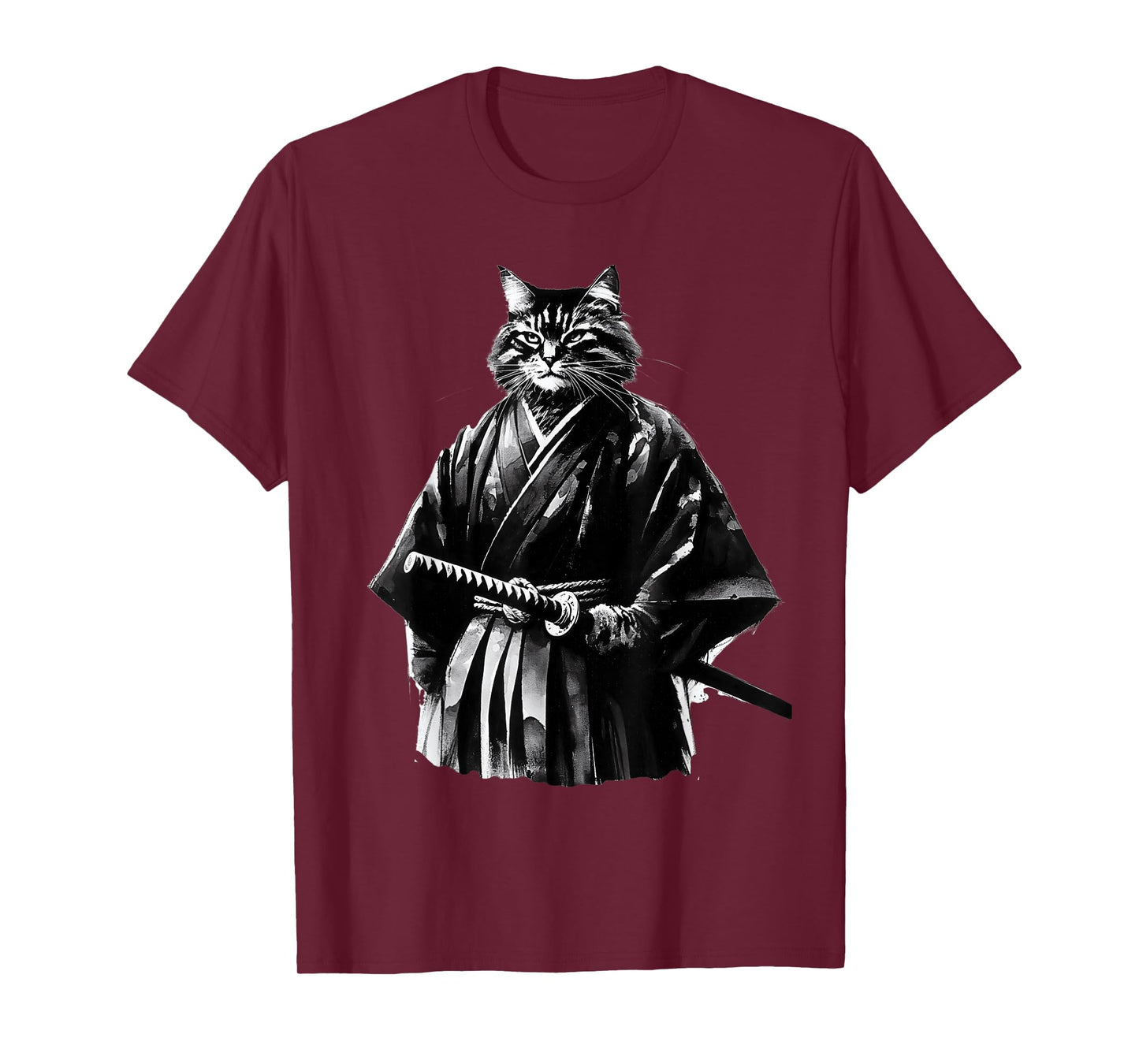 Samurai Cat Vintage Ukiyo-e Warrior Art Graphic Cat Art T-Shirt