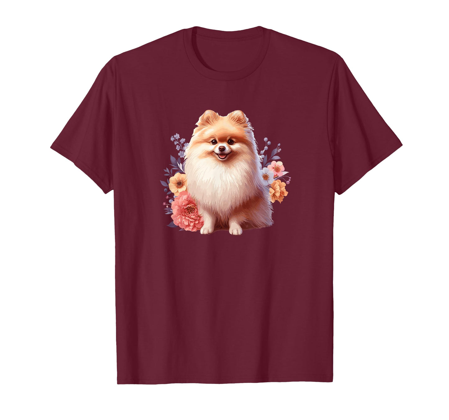 Cute Funny Flowers Floral Girls Womens Pomeranian Lover T-Shirt
