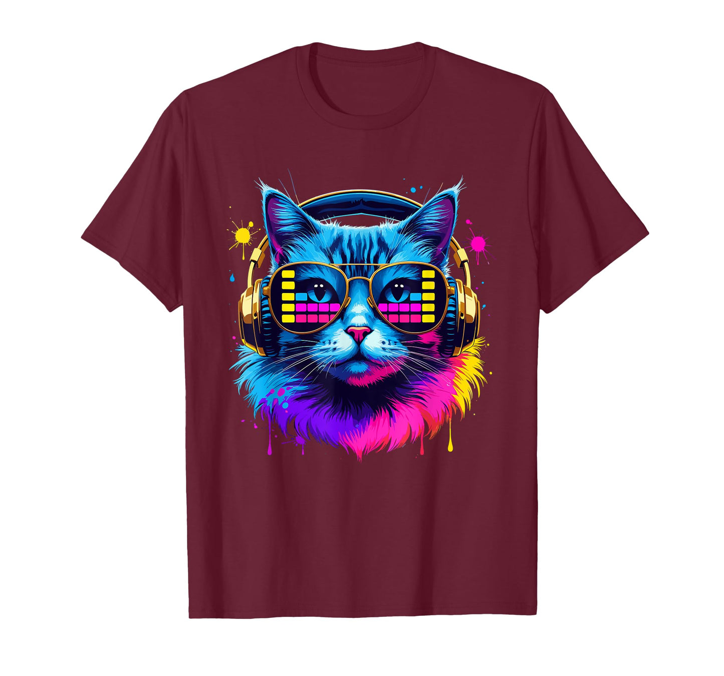 Rainbow DJ Cat Music Lover For Cat Lover Cat Mom Cat Dad T-Shirt
