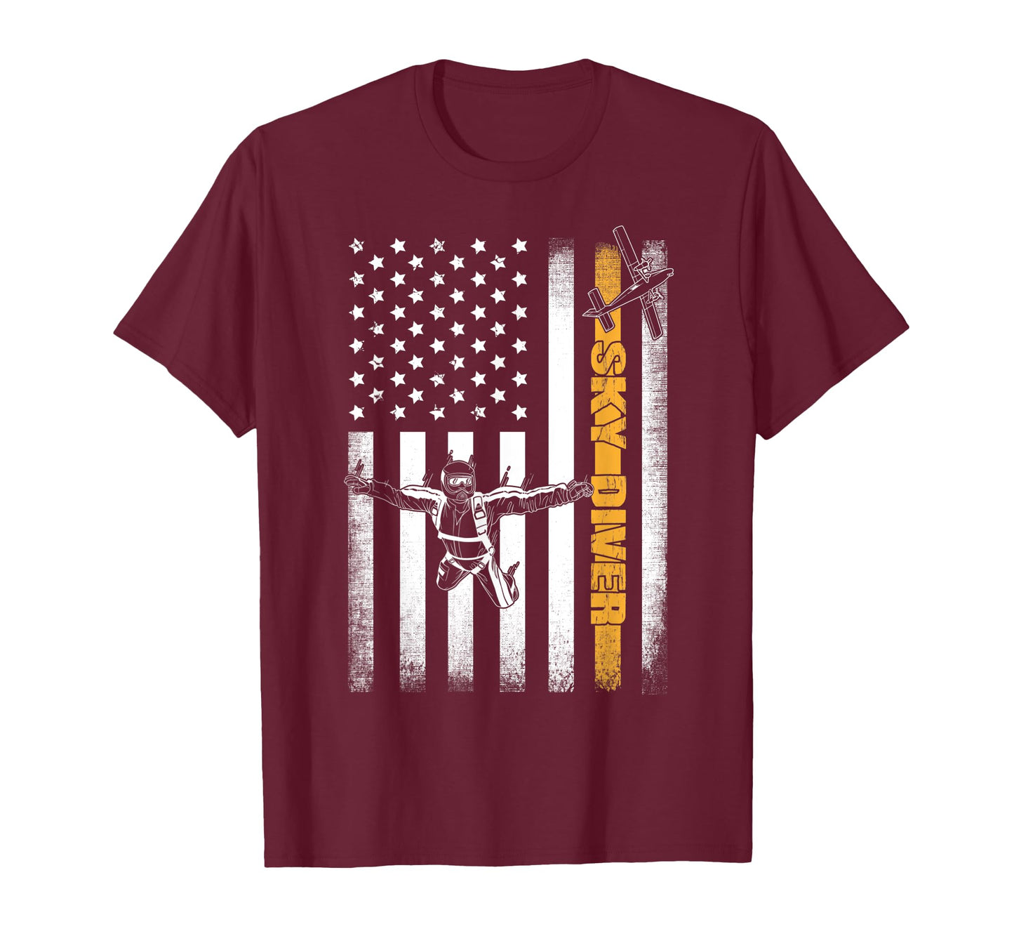 Funny Skydiving Gift Parachuting American Skydiver USA Flag T-Shirt