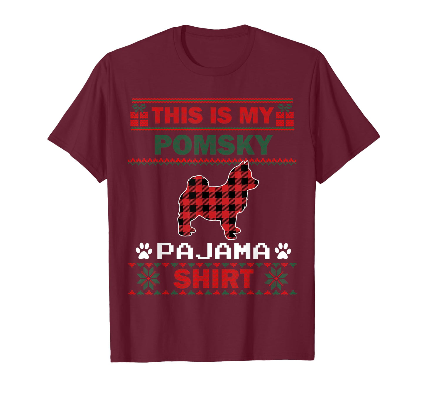 Pomsky Dog Gifts This Is My Pomsky Pajama Dog Ugly Christmas T-Shirt for Men Women Kids