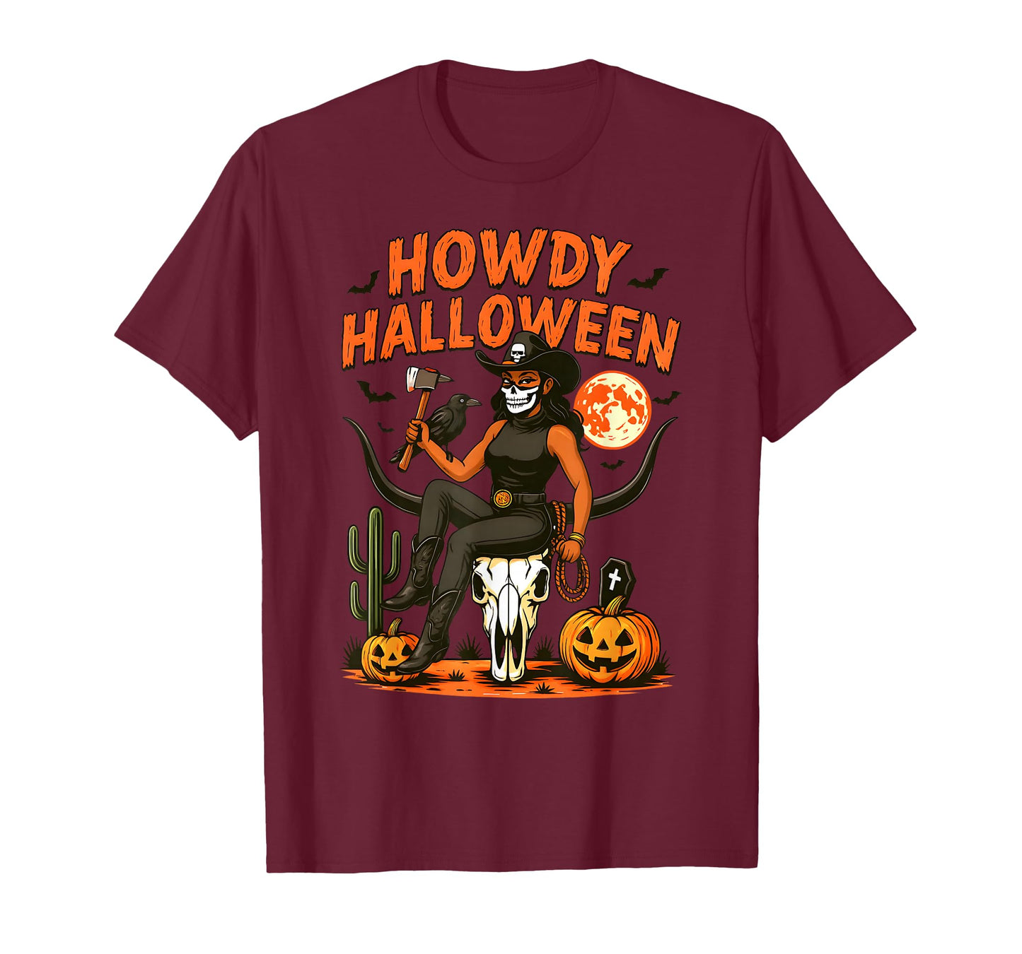 Howdy Halloween Skeleton Cowgirl Spooky Western Cowgirl T-Shirt