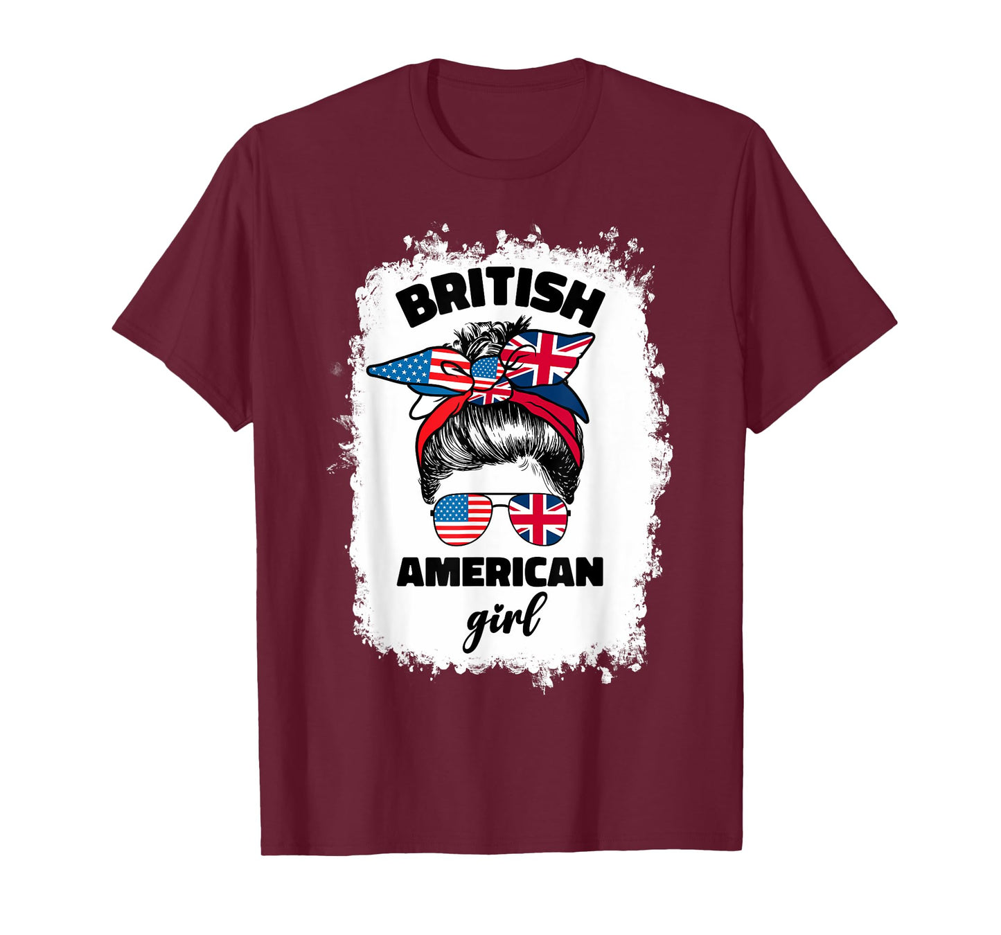 Half American British America Great Britain UK USA Flag Girl T-Shirt