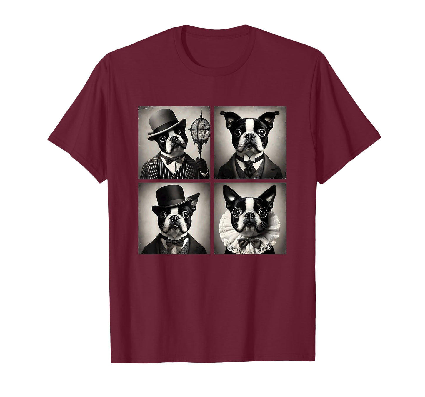 Boston Terrier Funny and Adorable Hats Art Dog Mom Dad T-Shirt