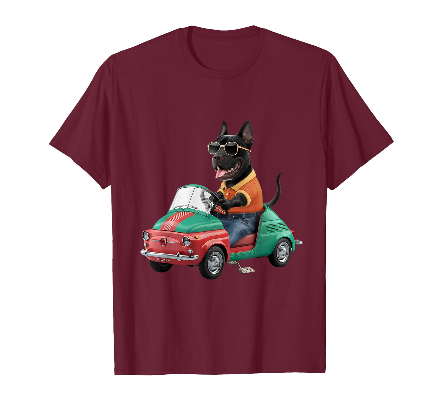 Cool Cane Corso in Fiat 500 - Funny Dog Lover Men Women T-Shirt