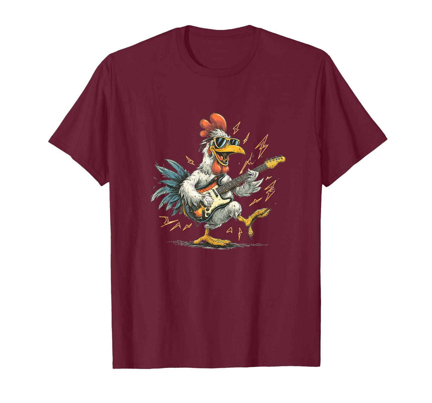Funny Cartoon Chicken Guitar Costume T-Shirt