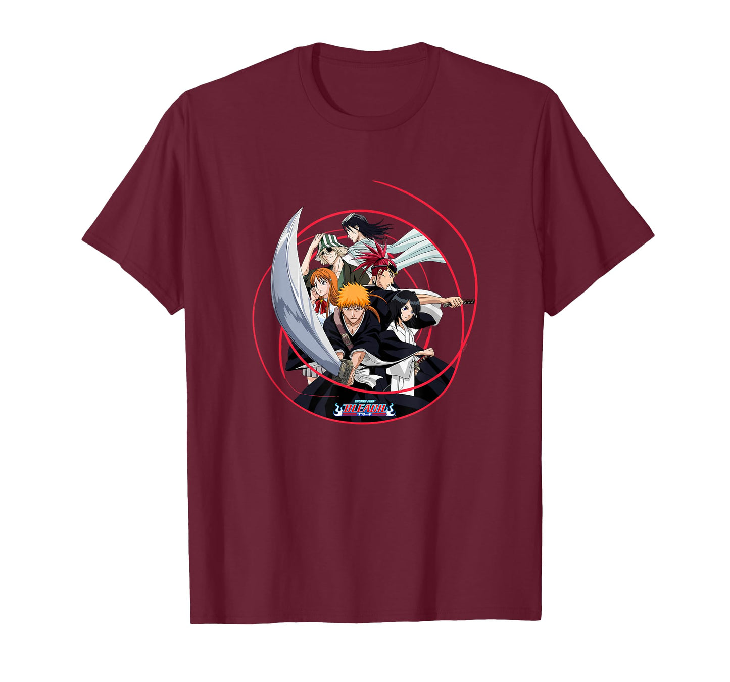 Bleach Ichigo and Cast with Sword and Swirl Anime T-Shirt